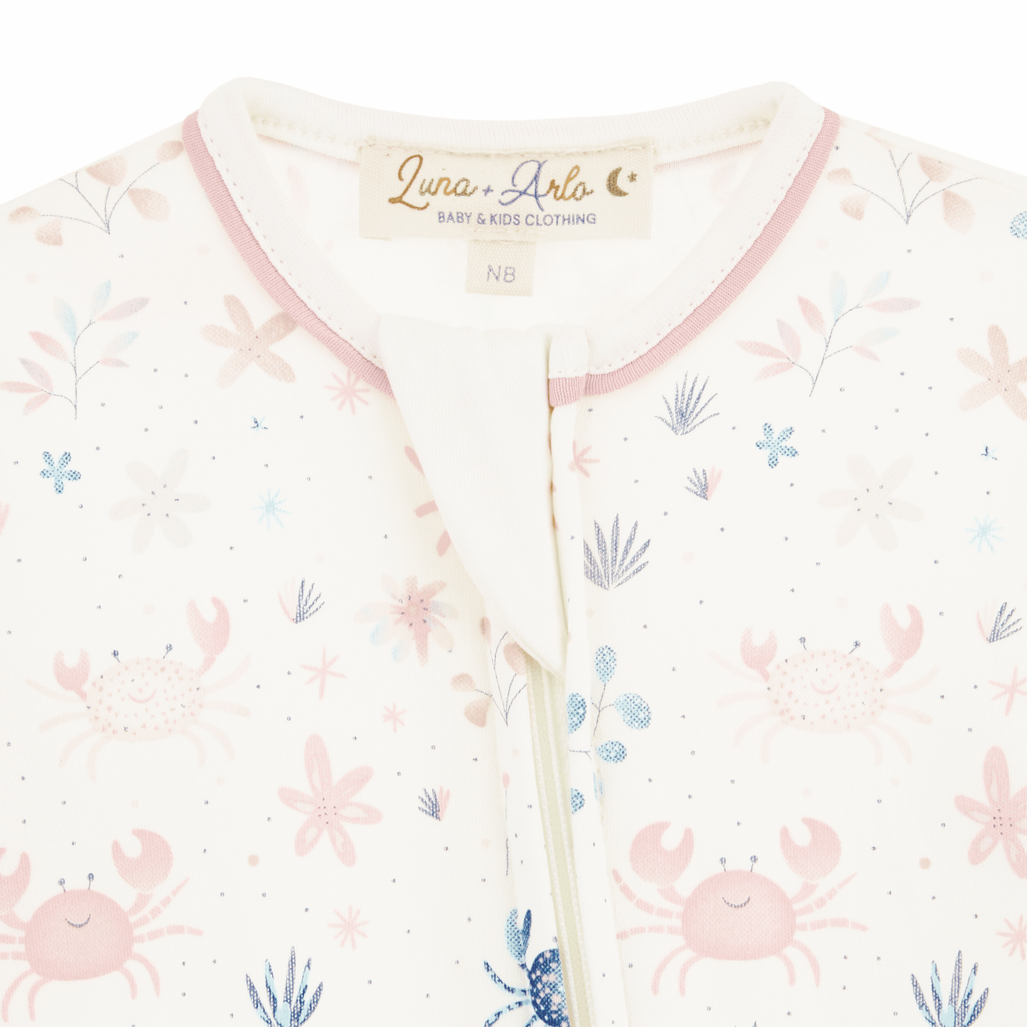 Crabby Cove Zip Footie - Dusty Rose - Magnolia BabyFootie