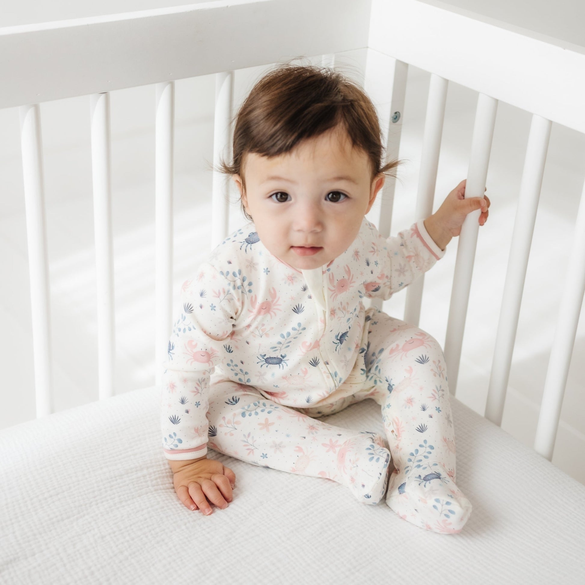 Crabby Cove Zip Footie - Dusty Rose - Magnolia BabyFootie