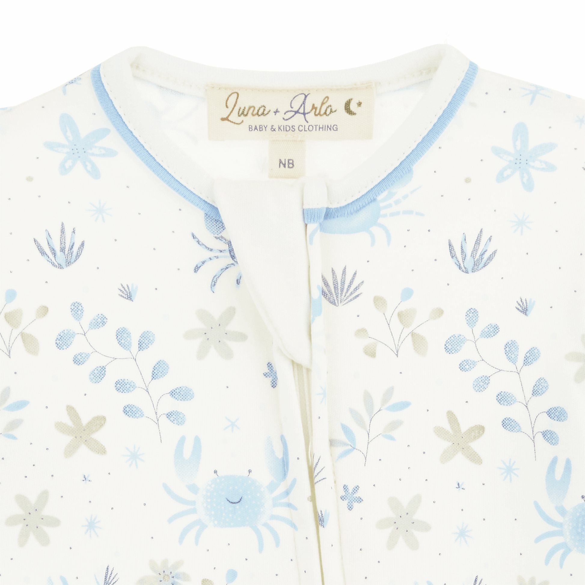 Crabby Cove Zip Footie - Sky - Magnolia BabyFootie