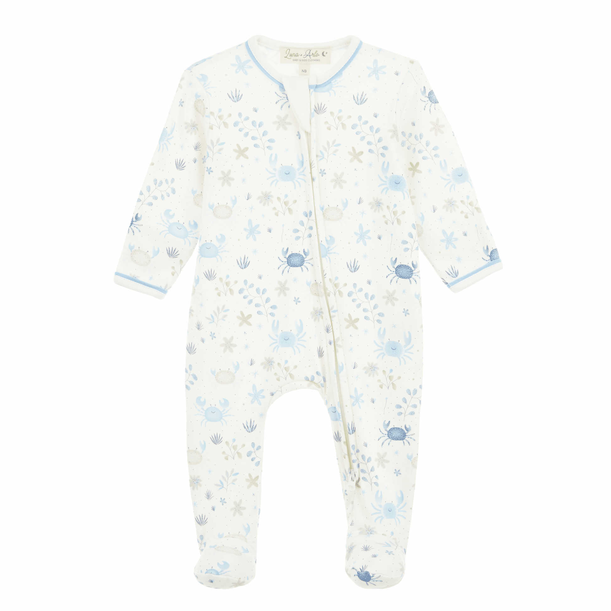 Crabby Cove Zip Footie - Sky - Magnolia BabyFootie