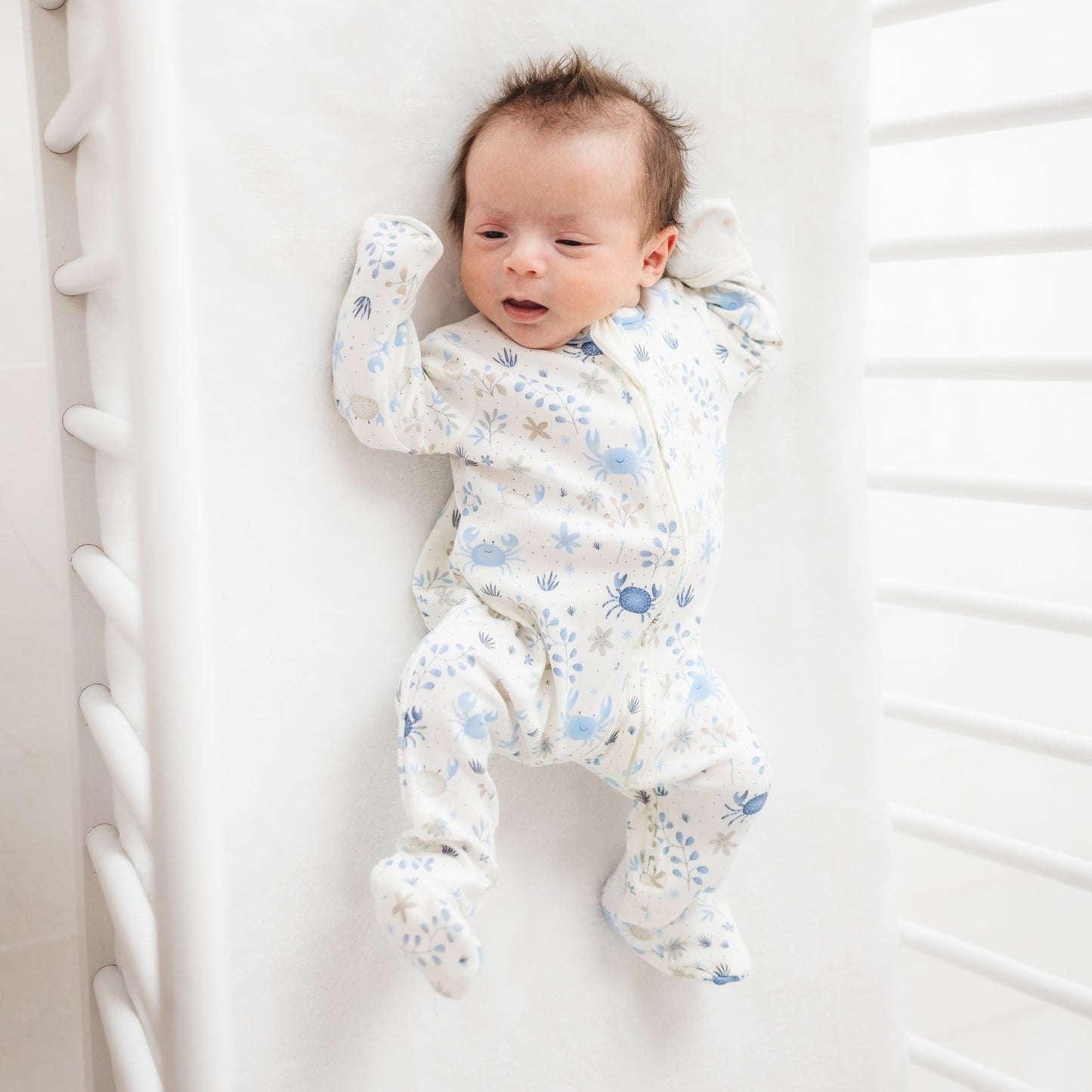 Crabby Cove Zip Footie - Sky - Magnolia BabyFootie