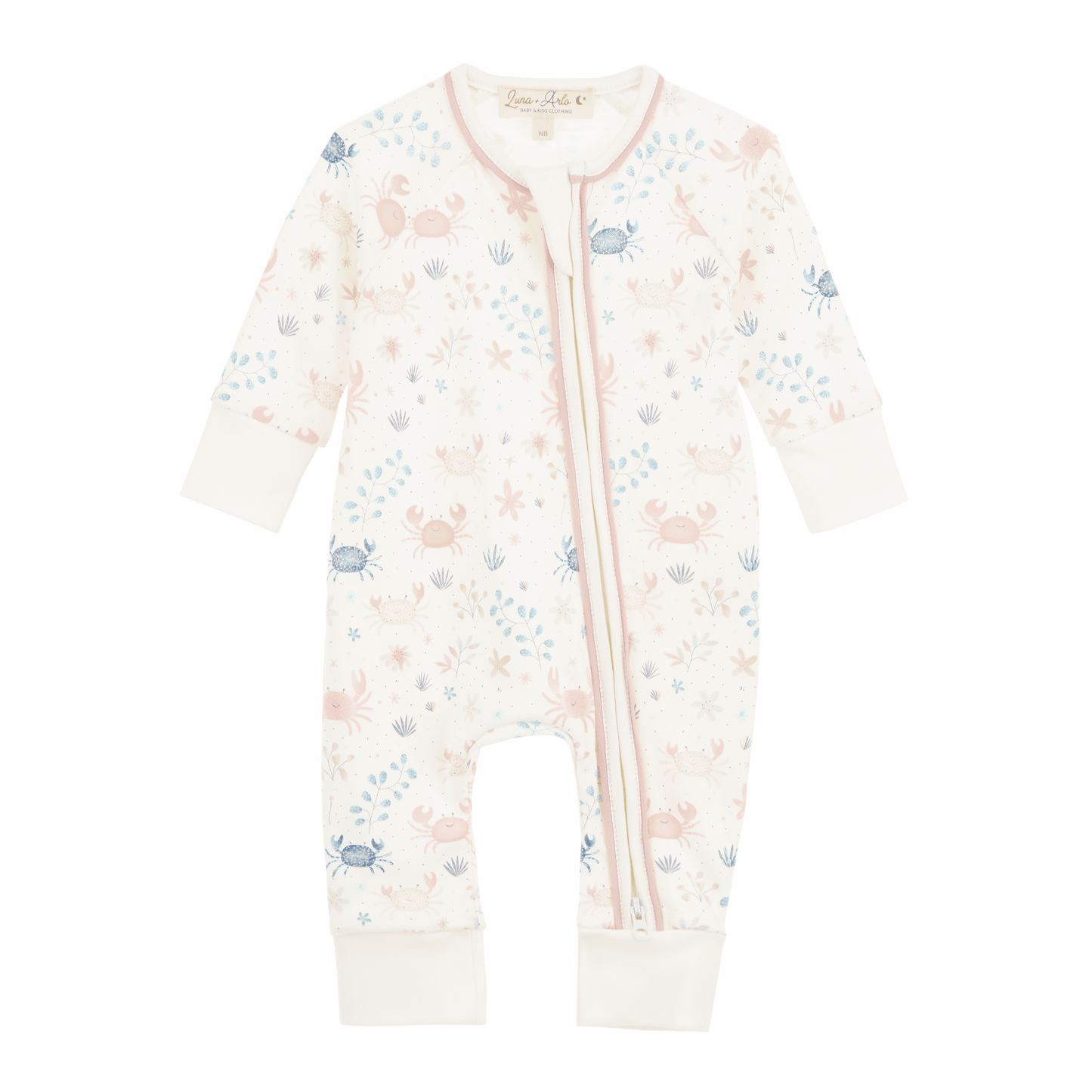 Crabby Cove Zip Playsuit - Dusty Rose - Magnolia BabyPlaysuit