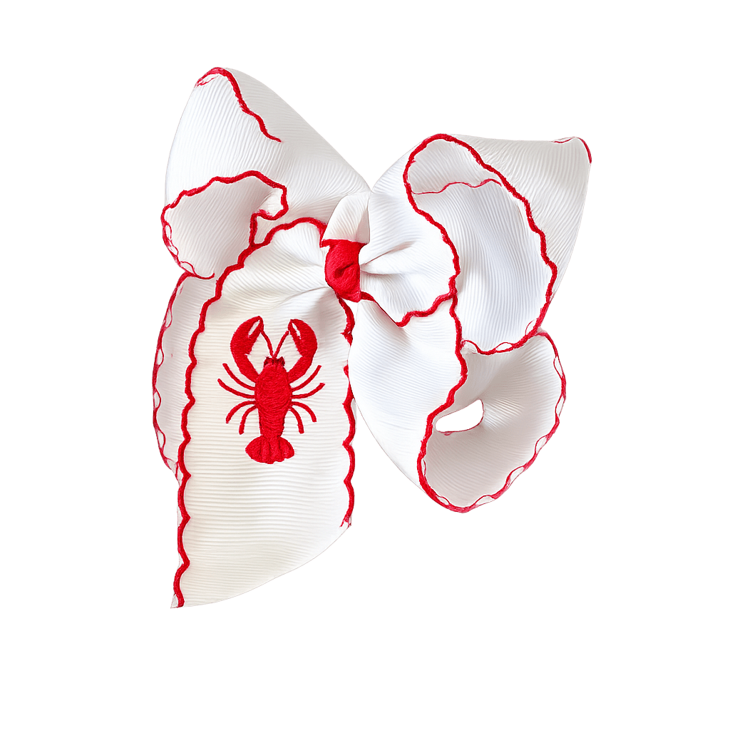 Crawfish Embroidered Hair Bow - Magnolia BabyBow