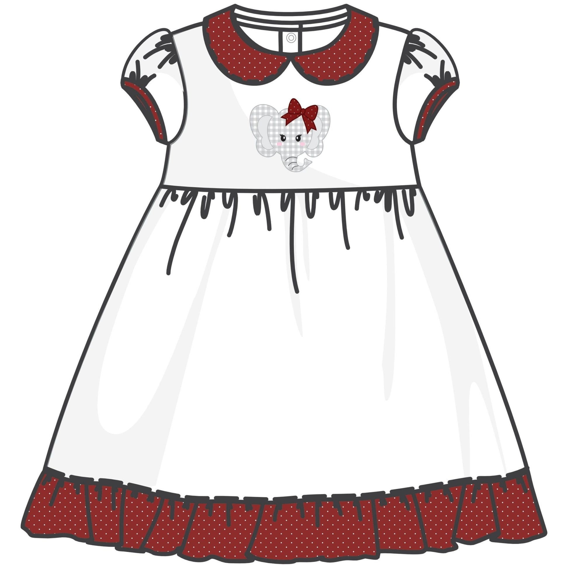Crimson Cutie Applique Collared Dress - Crimson Girl - Magnolia BabyDress