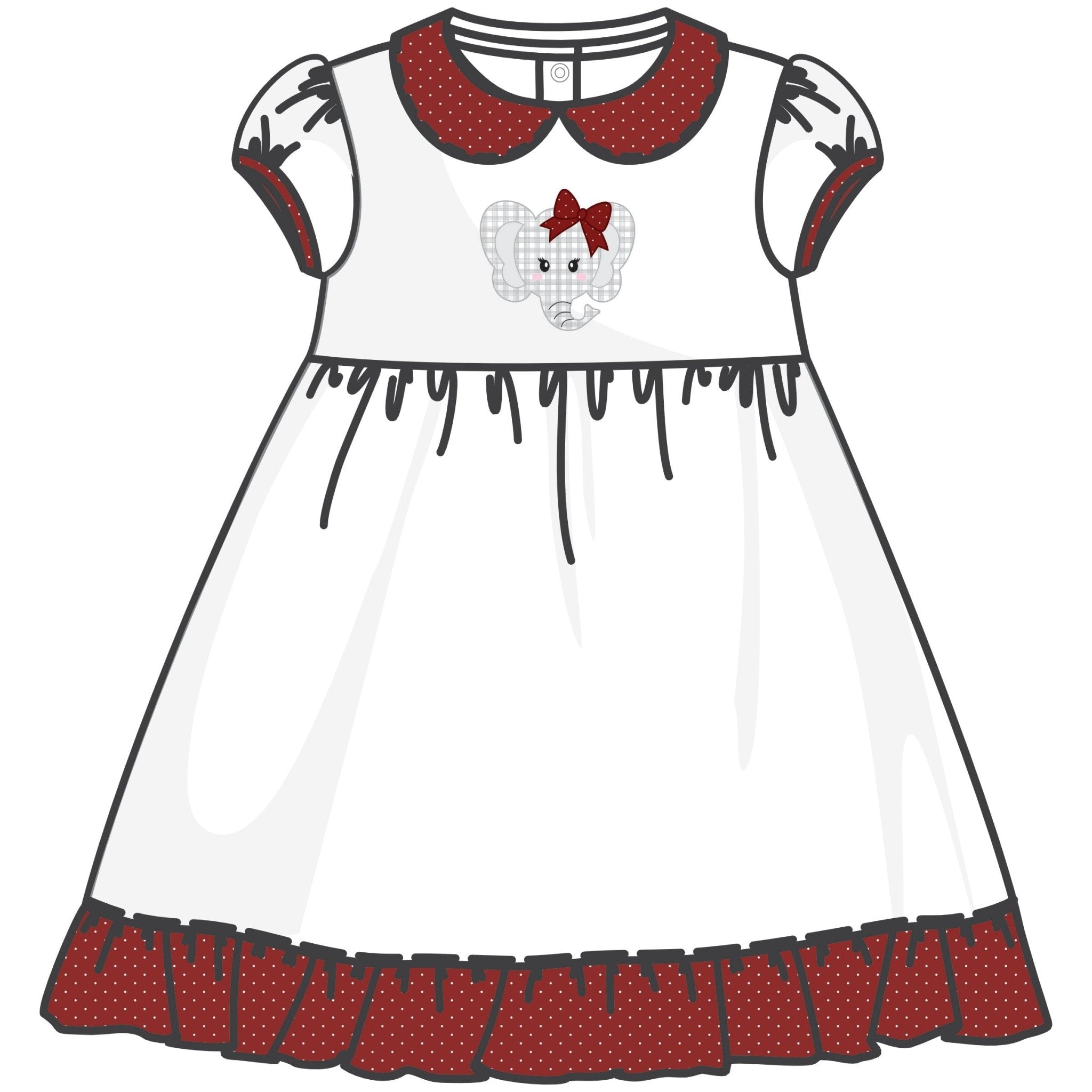 Crimson Cutie Applique Collared Dress - Crimson Girl - Magnolia BabyDress