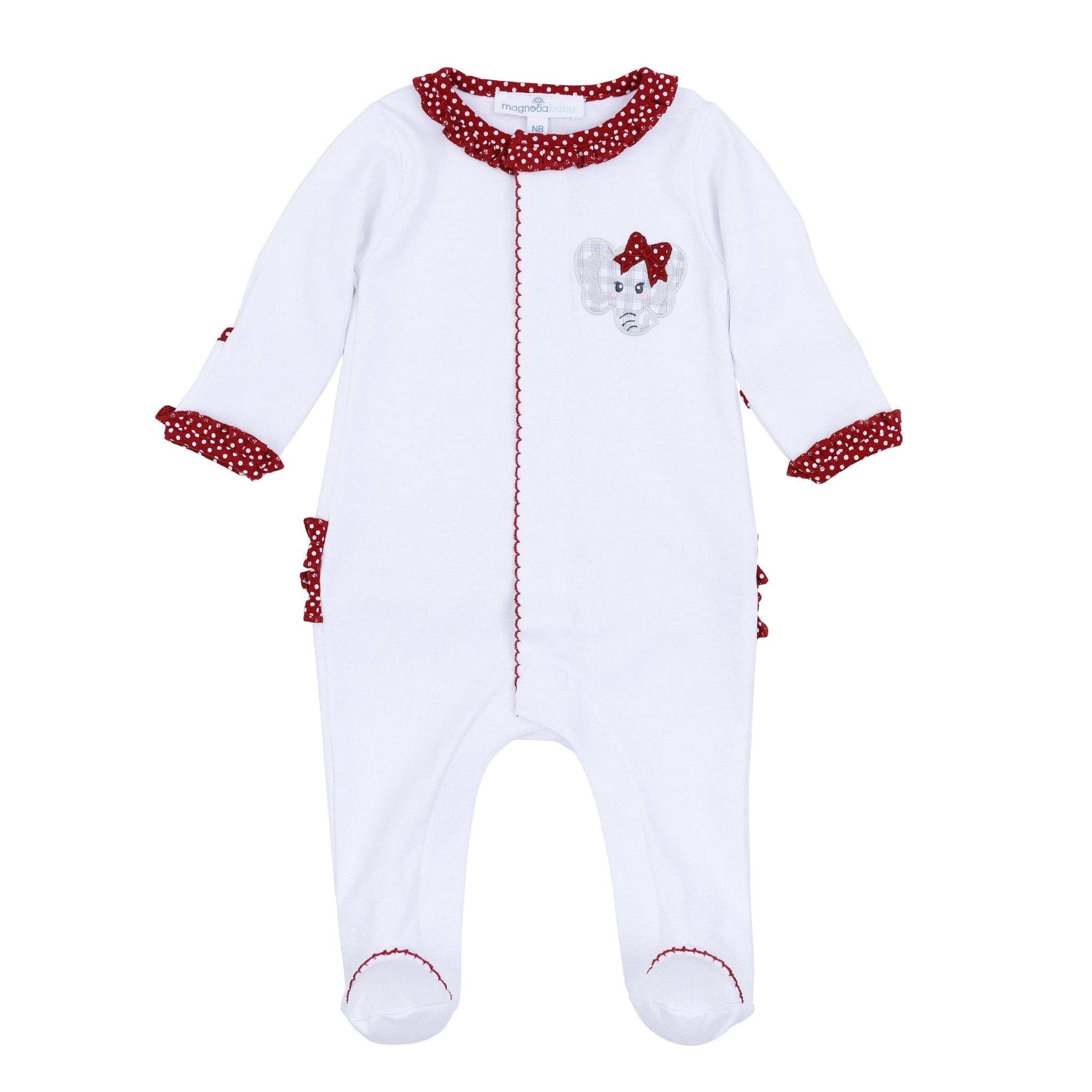 Crimson Cutie Applique Ruffle Footie - Crimson Girl - Magnolia BabyFootie
