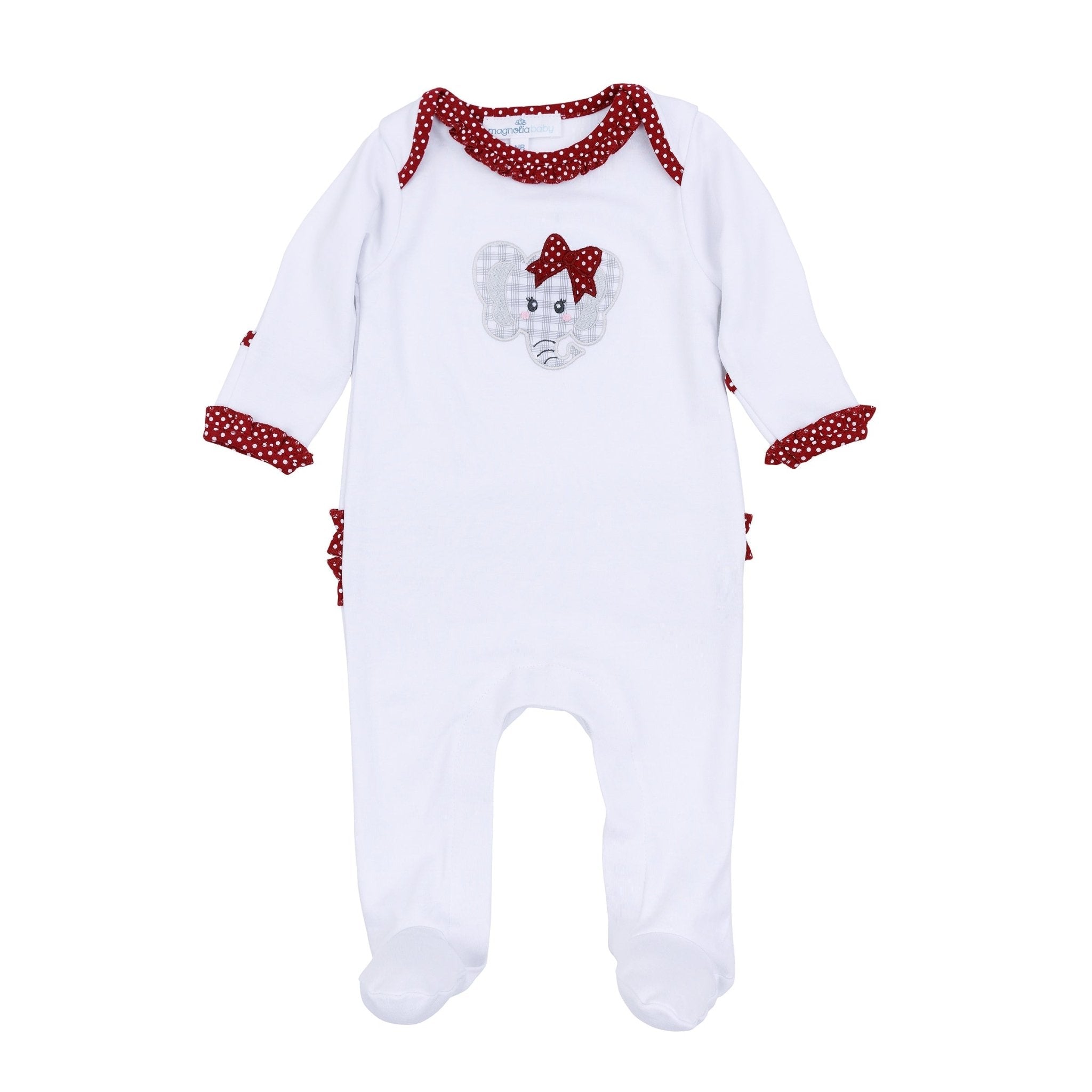 Crimson Cutie Applique Ruffle Lap Footie - Crimson Girl - Magnolia BabyFootie