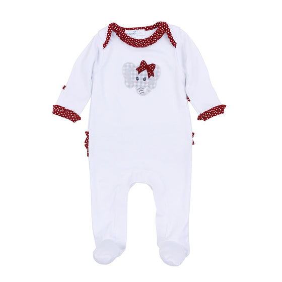 Crimson Cutie Applique Ruffle Lap Footie - Crimson Girl - Magnolia BabyFootie