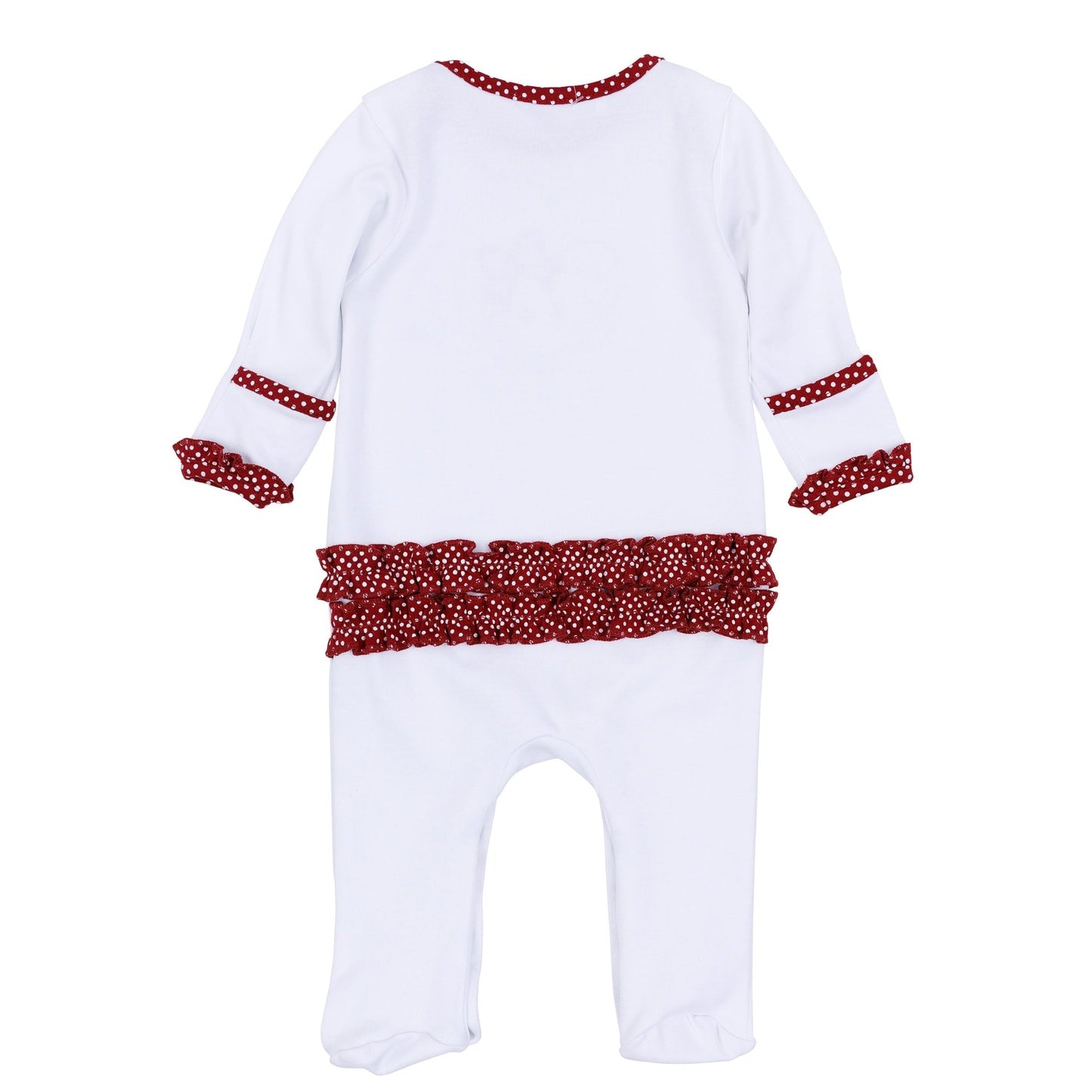 Crimson Cutie Applique Ruffle Lap Footie - Crimson Girl - Magnolia BabyFootie