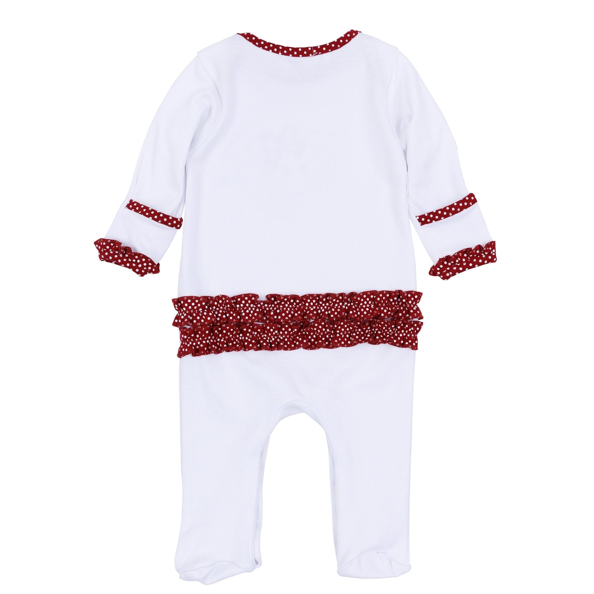 Crimson Cutie Applique Ruffle Lap Footie - Crimson Girl - Magnolia BabyFootie