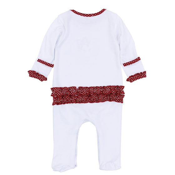 Crimson Cutie Applique Ruffle Lap Footie - Crimson Girl - Magnolia BabyFootie
