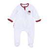 Crimson Cutie Applique Ruffle Zip Footie - Crimson Girl - Magnolia BabyFootie