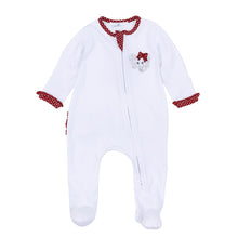  Crimson Cutie Applique Ruffle Zip Footie - Crimson Girl - Magnolia BabyFootie