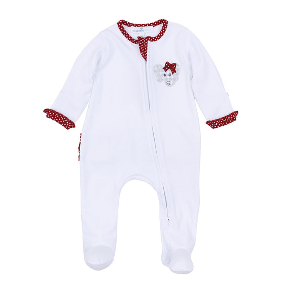 Crimson Cutie Applique Ruffle Zip Footie - Crimson Girl - Magnolia BabyFootie