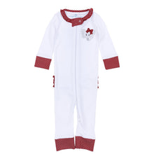  Crimson Cutie Applique Ruffle Zip Pajamas - Crimson Girl - Magnolia BabyZipper Pajamas