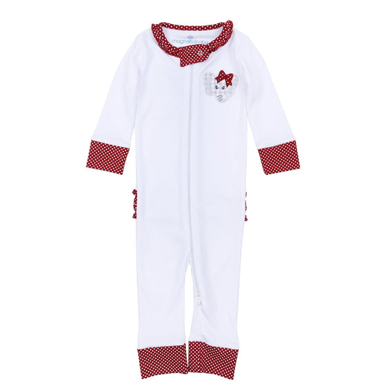 Crimson Cutie Applique Ruffle Zip Pajamas - Crimson Girl - Magnolia BabyZipper Pajamas
