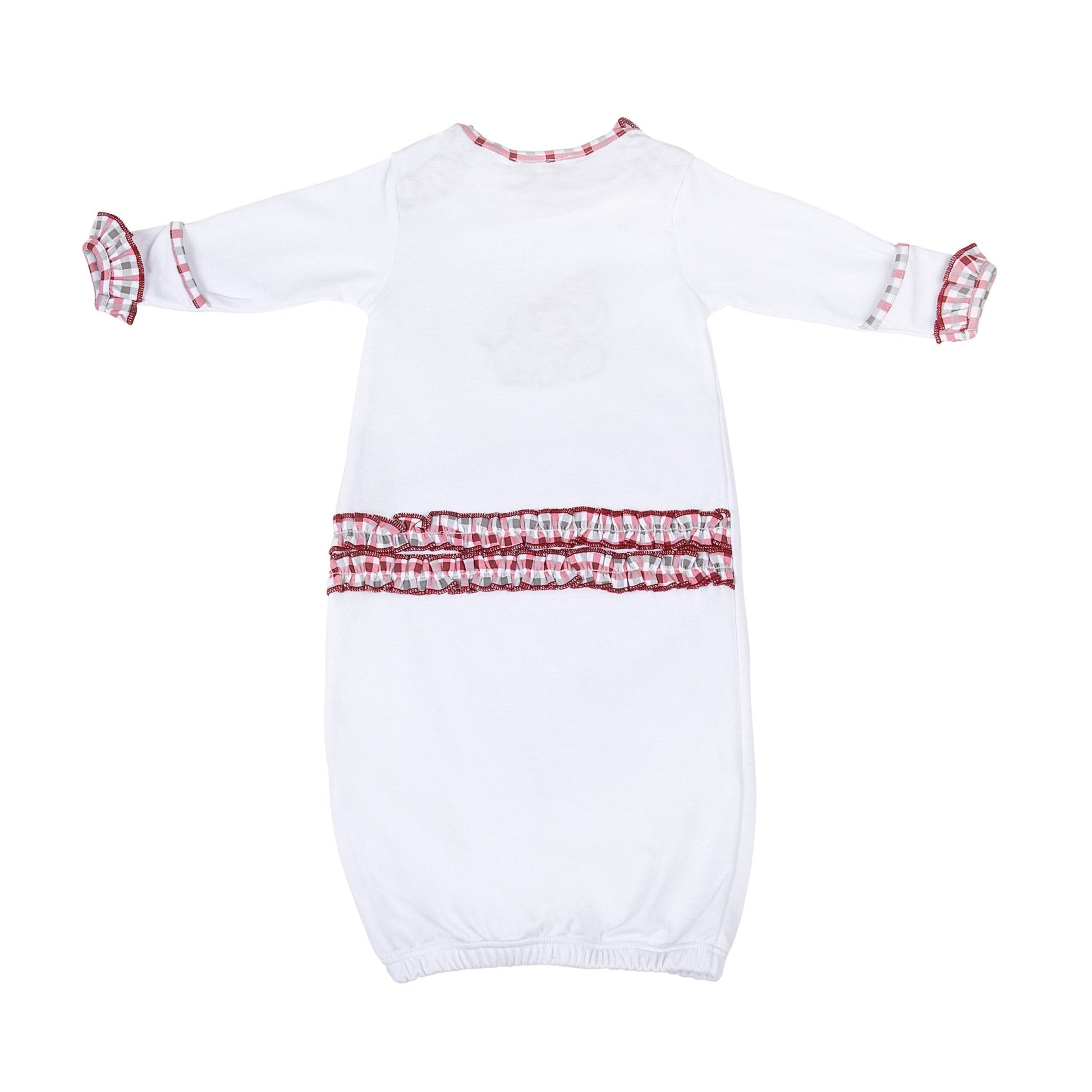 Crimson Tide Applique Ruffle Lap Gown - Magnolia BabyGown