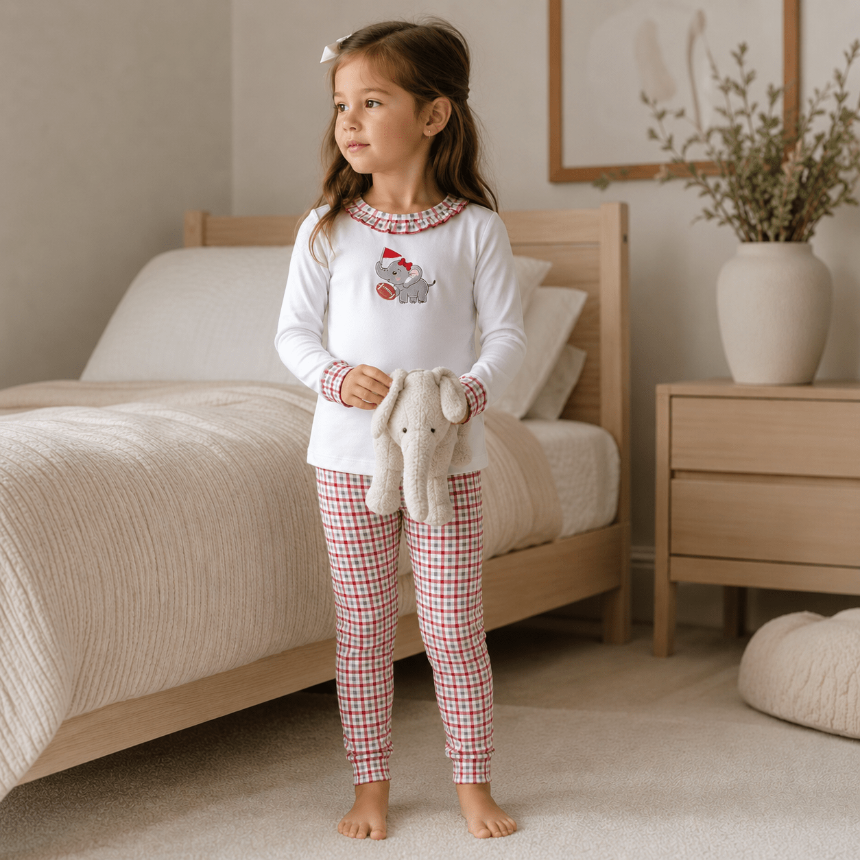 Crimson Tide Applique Ruffle Long Pajamas - Magnolia BabyLong Pajamas