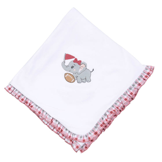 Crimson Tide Applique Ruffle Receiving Blanket - Magnolia BabyReceiving Blanket