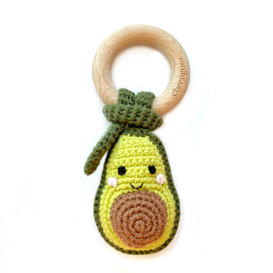 Crocheted Avocado Teething Rattle - Magnolia BabyTeether