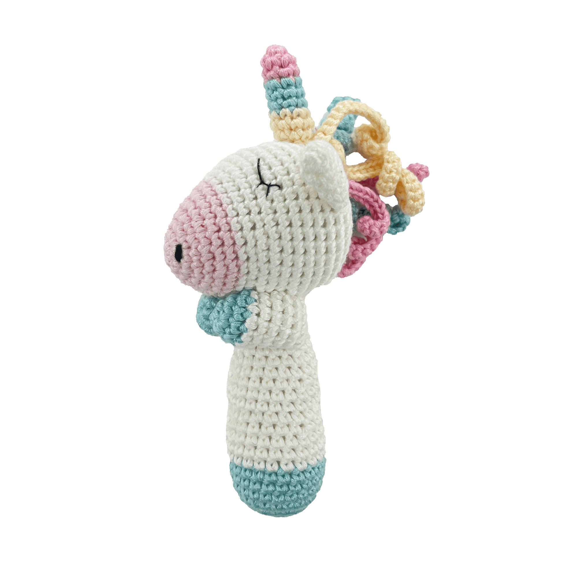 Crocheted Unicorn Stick Rattle - Magnolia BabyRattle