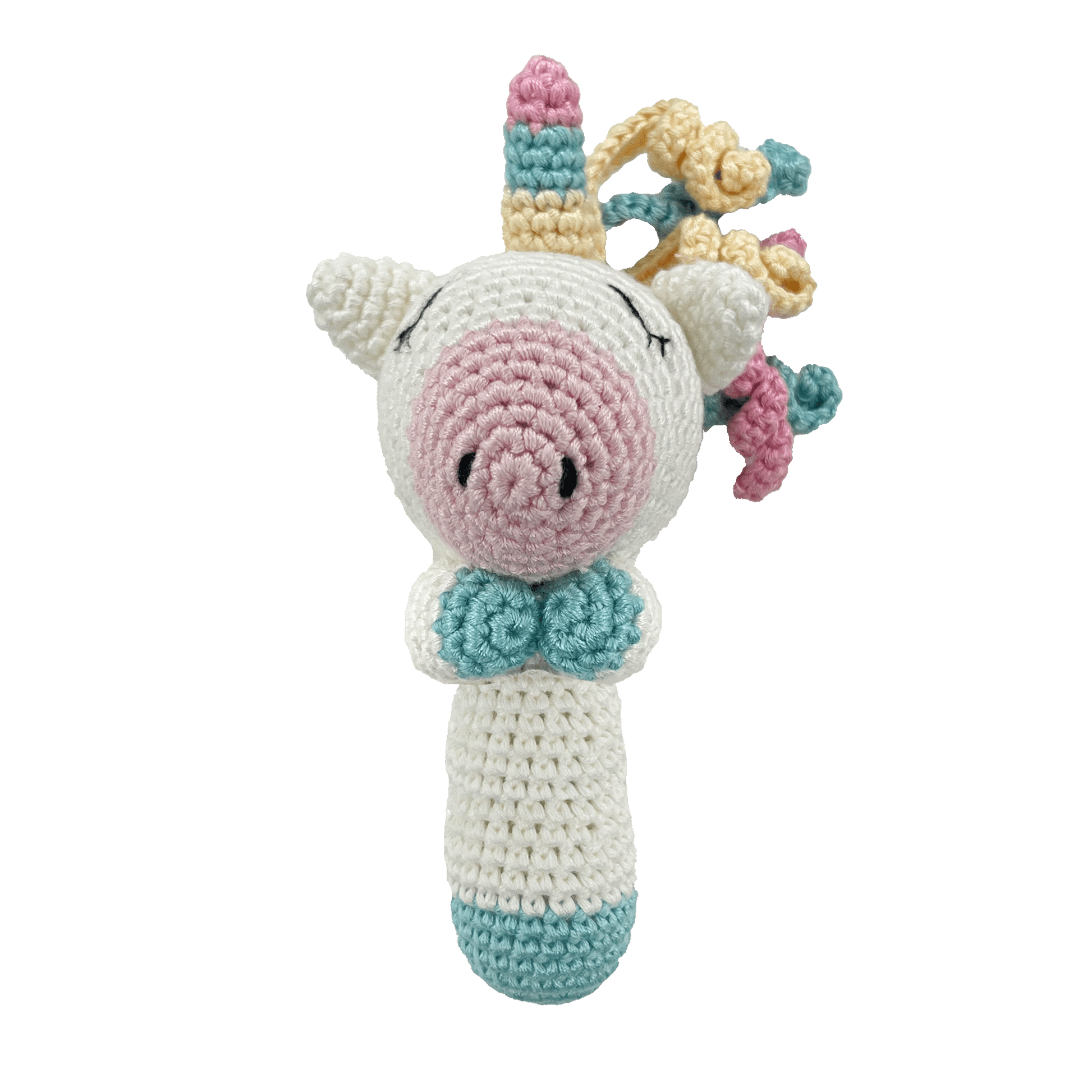 Crocheted Unicorn Stick Rattle - Magnolia BabyRattle
