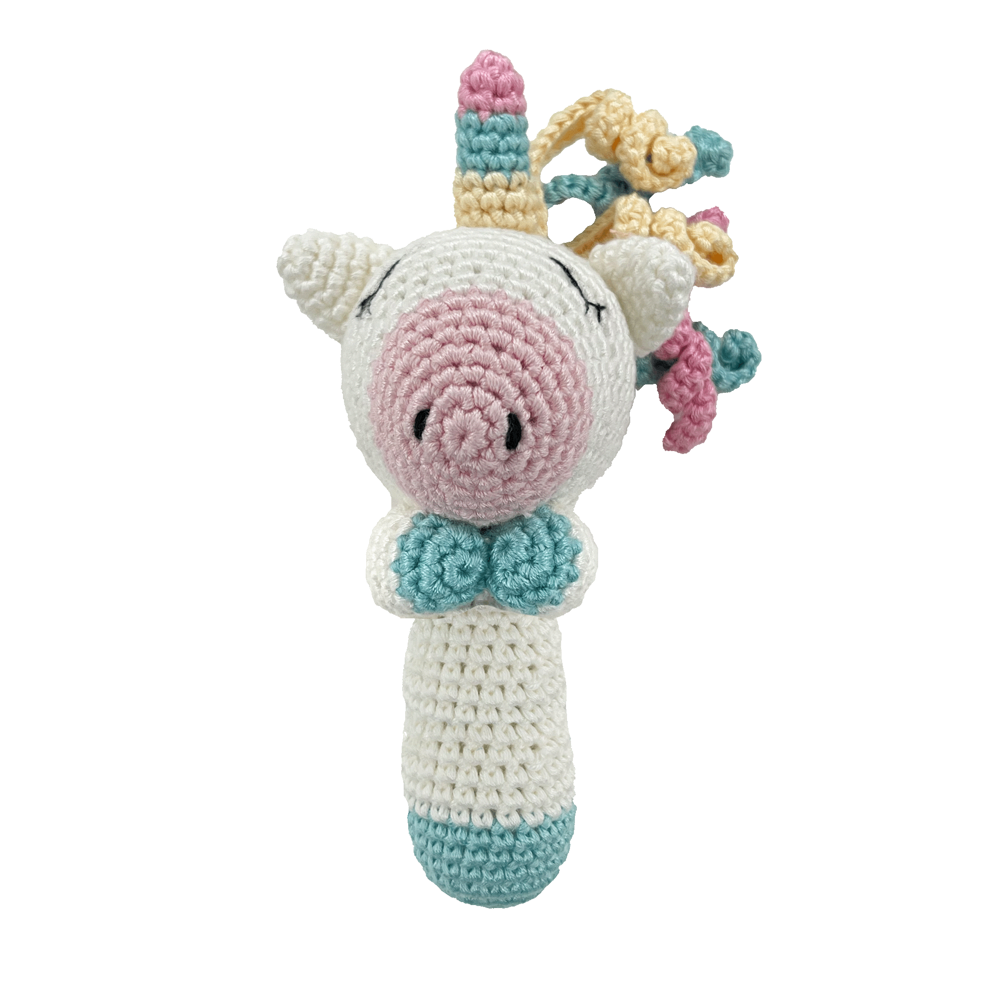Crocheted Unicorn Stick Rattle - Magnolia BabyRattle