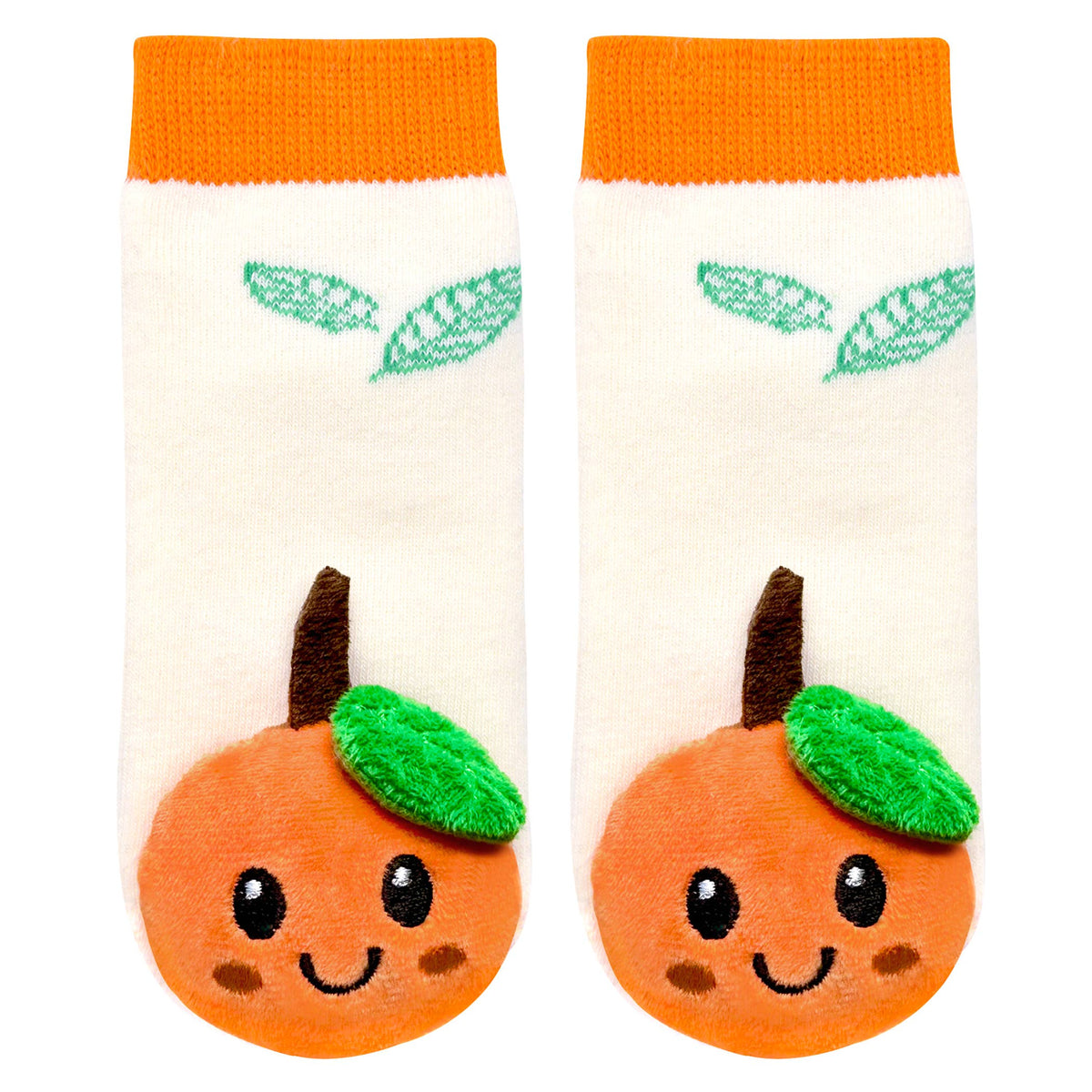 Smiley Orange Boogie Toes - Baby Rattle Socks