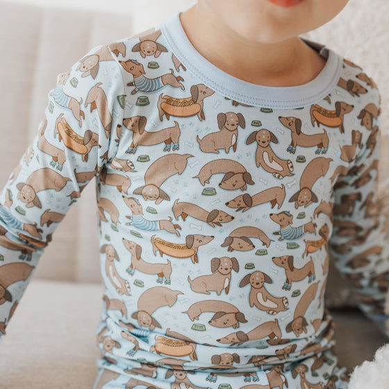 Dachshund Long Pajamas - Blue by Luna and Arlo - Magnolia BabyLong Pajamas