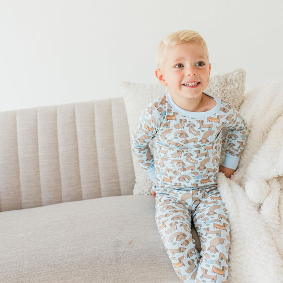 Dachshund Long Pajamas - Blue by Luna and Arlo - Magnolia BabyLong Pajamas