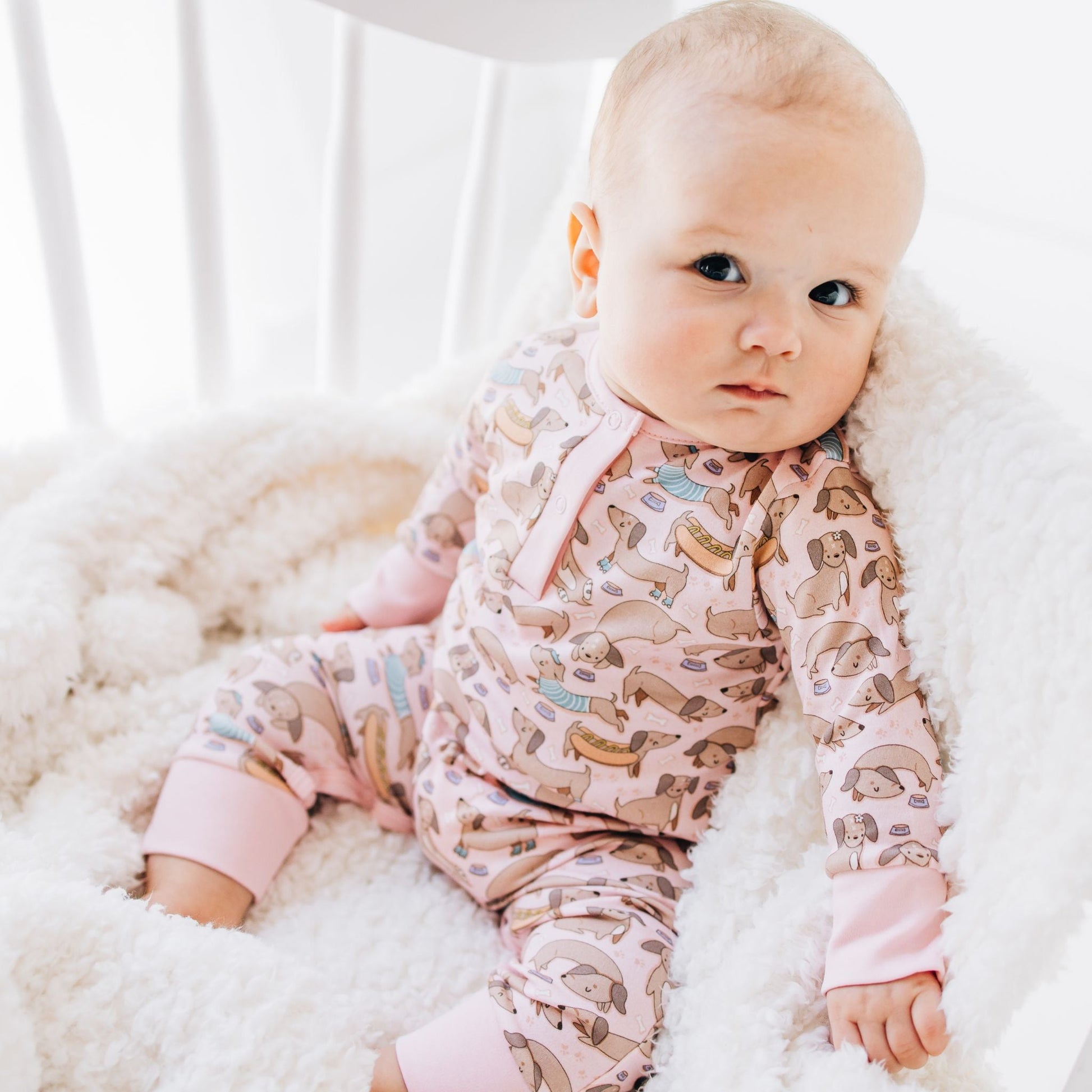 Dachshund Playsuit - Dusty Rose by Luna and Arlo - Magnolia BabyPlaysuit