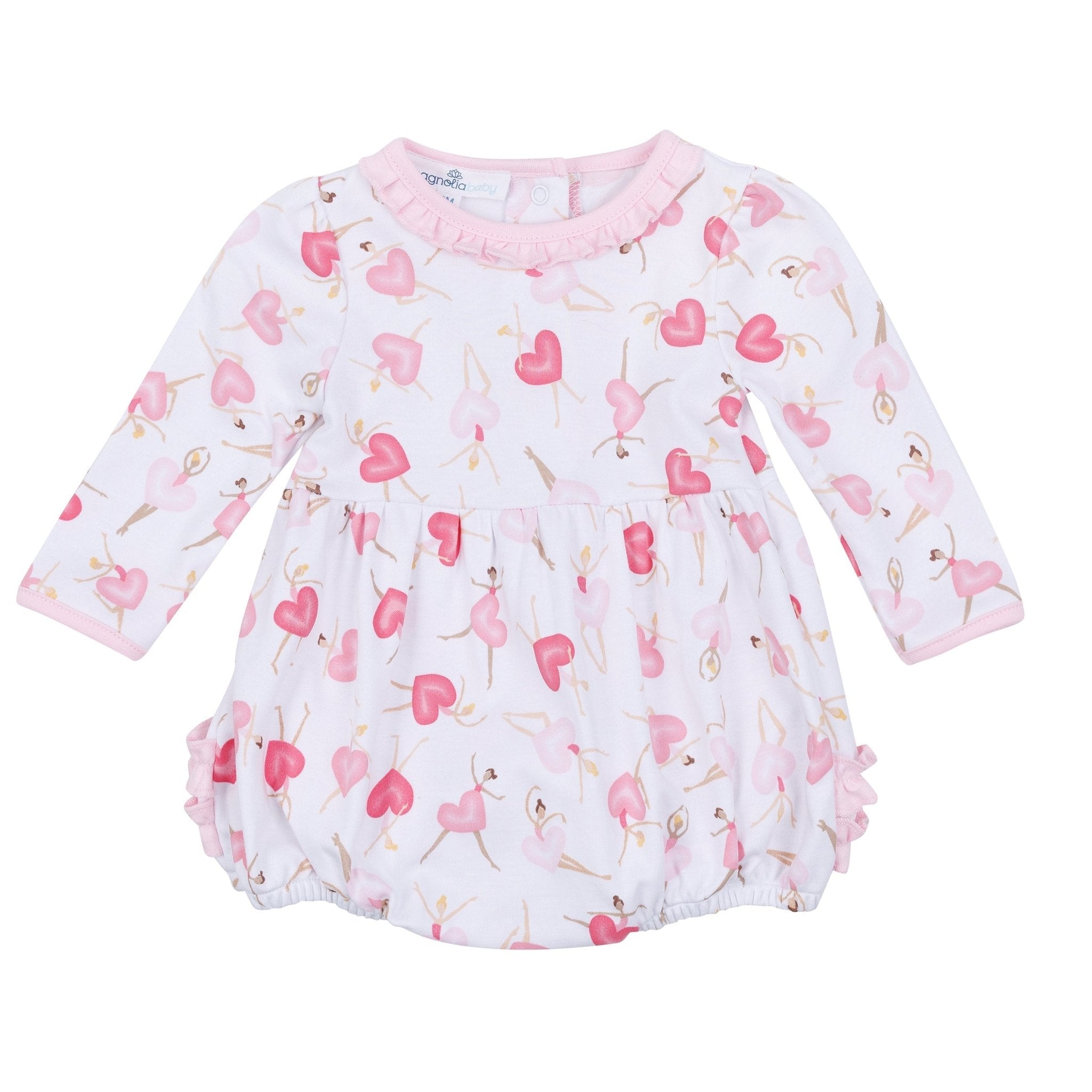 Dancing Hearts Long Sleeve Bubble - Magnolia BabyBubble