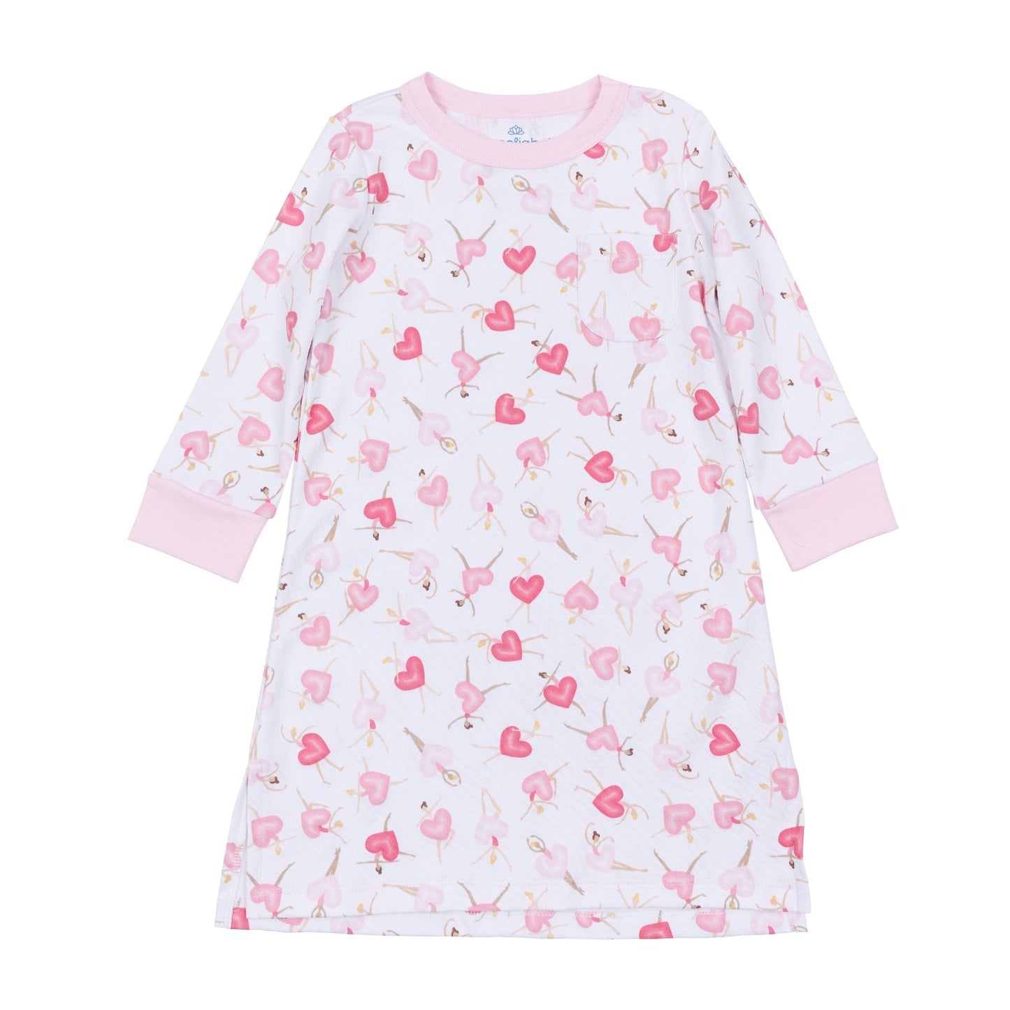Dancing Hearts Long Sleeve Nightdress - Magnolia BabyNightdress