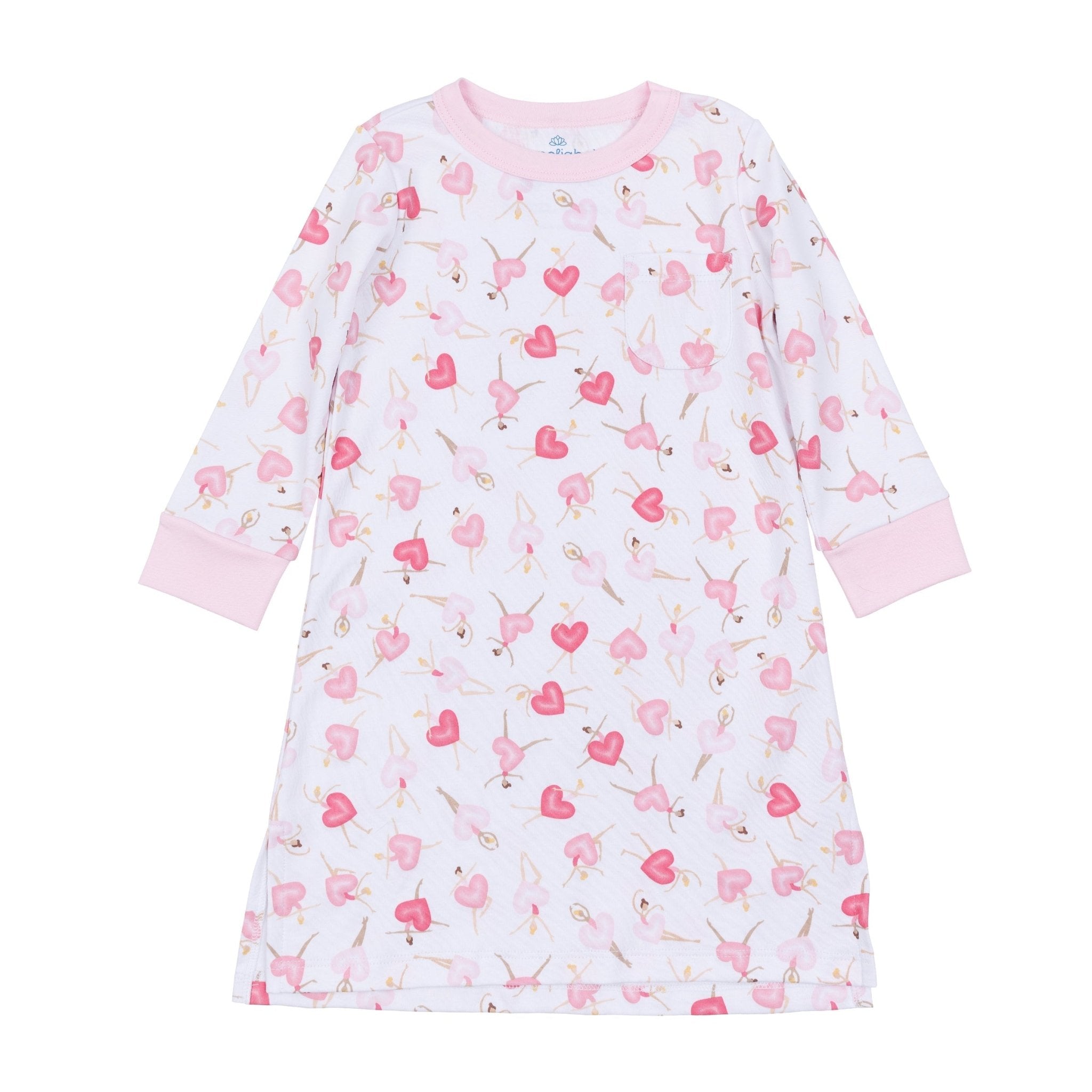 Dancing Hearts Long Sleeve Nightdress - Magnolia BabyNightdress