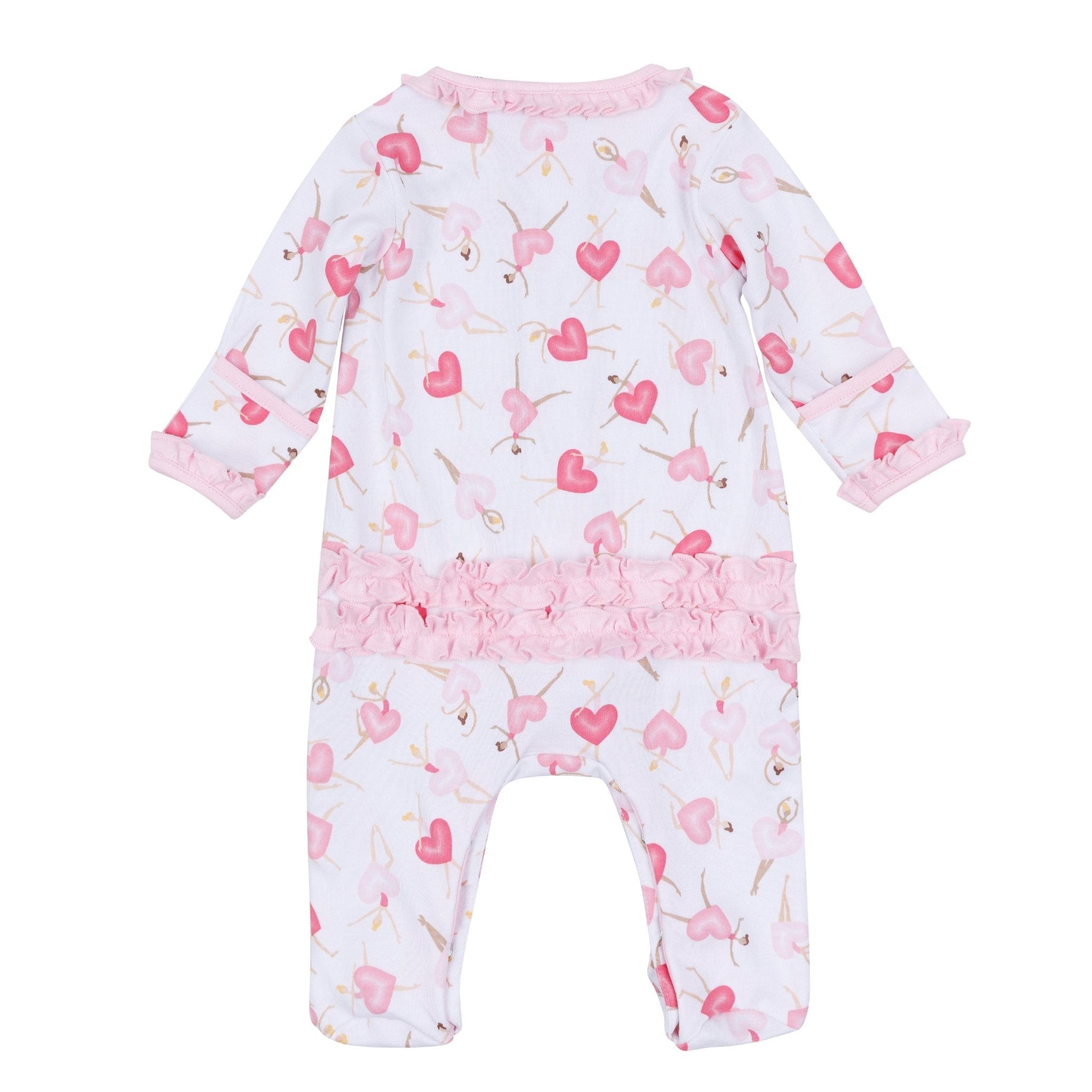 Dancing Hearts Ruffle Footie - Magnolia BabyFootie