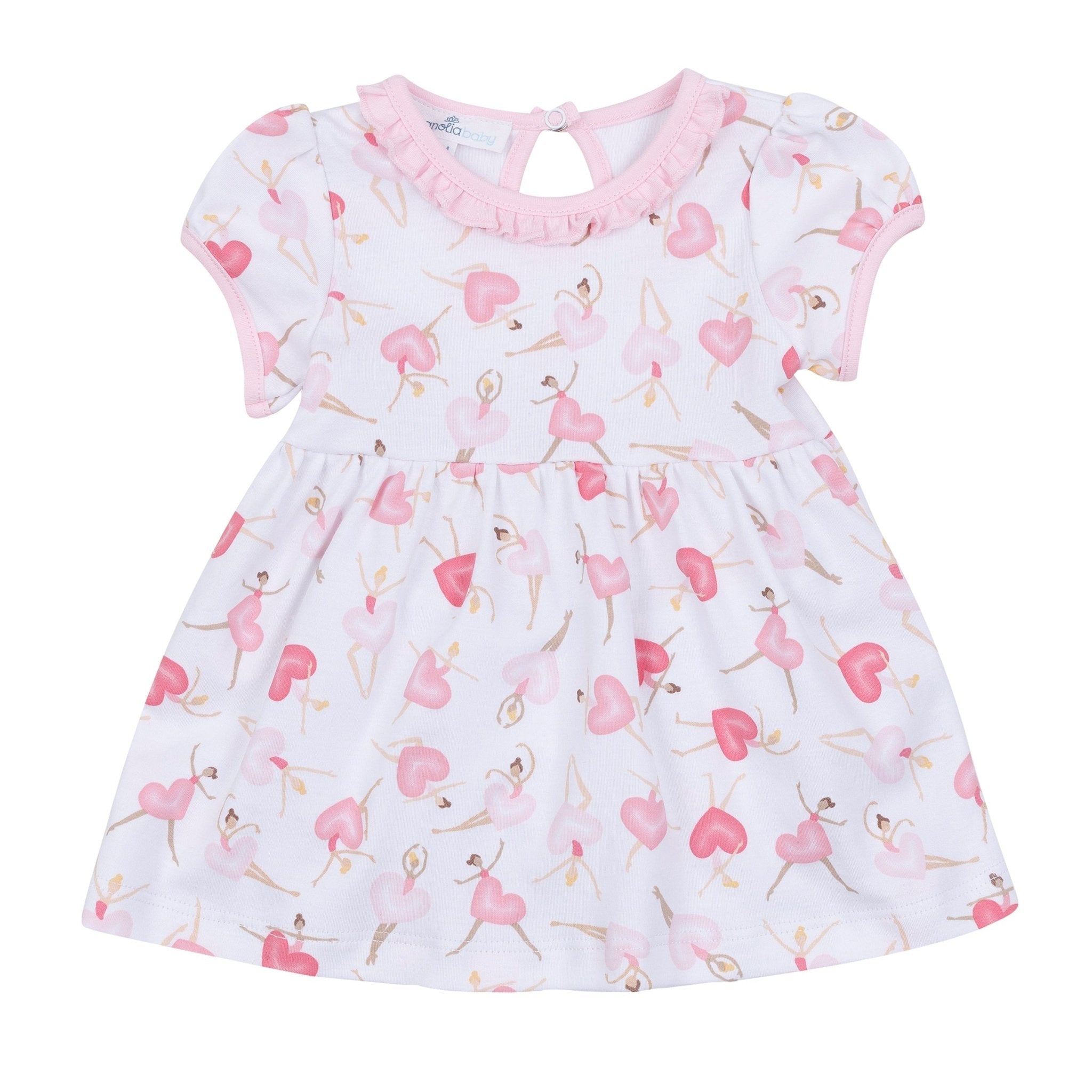 Dancing Hearts Short Sleeve Dress - Magnolia BabyDress