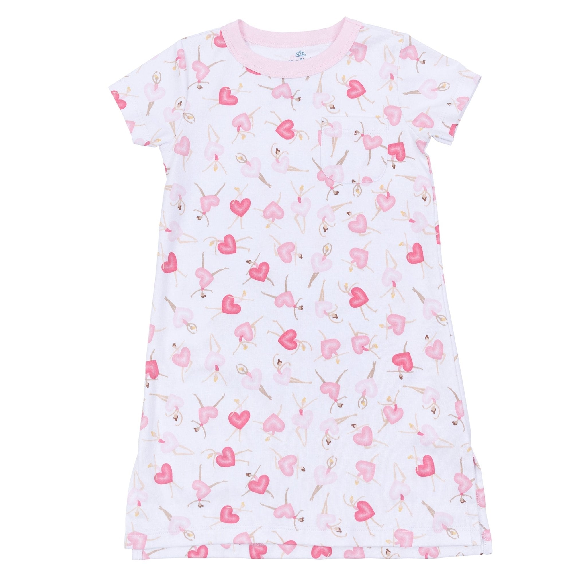Dancing Hearts Short Sleeve Nightdress - Magnolia BabyNightdress