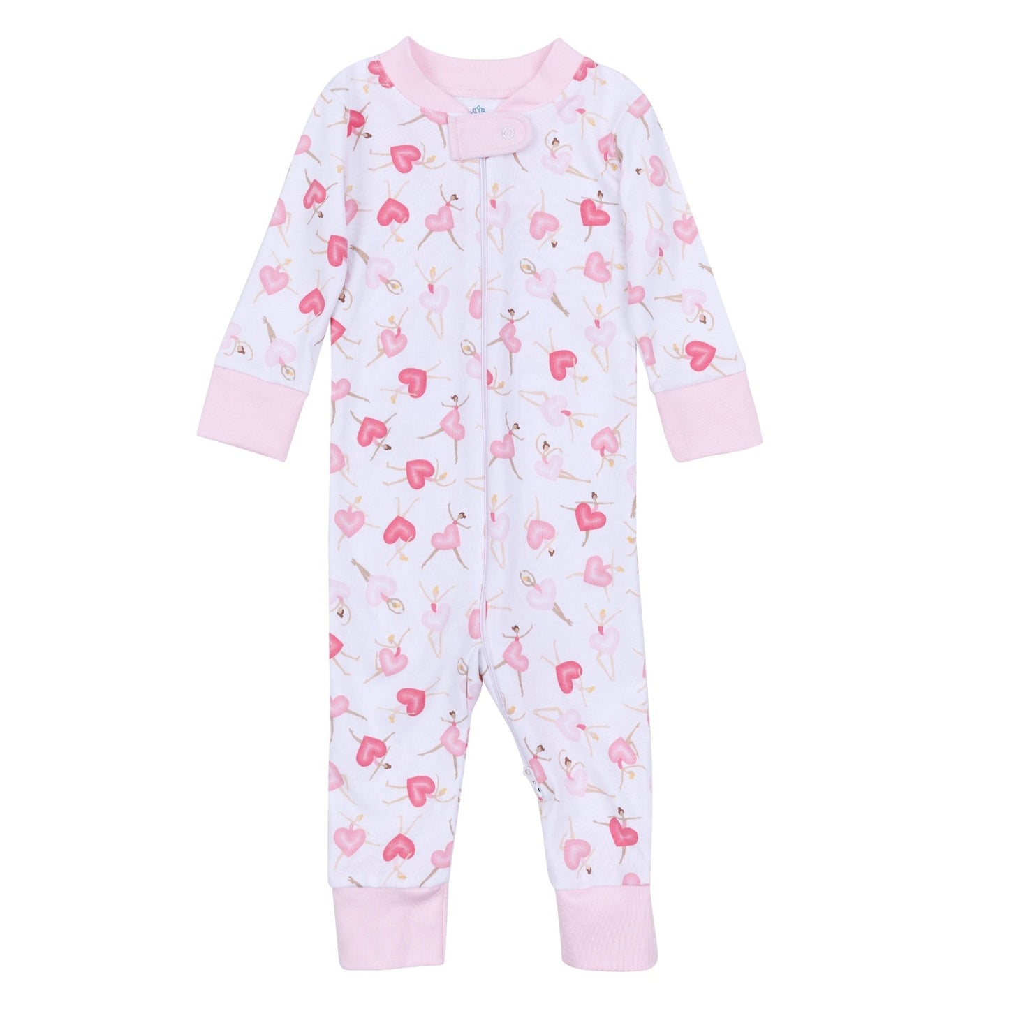 Dancing Hearts Zip Pajamas - Magnolia BabyZipper Pajamas