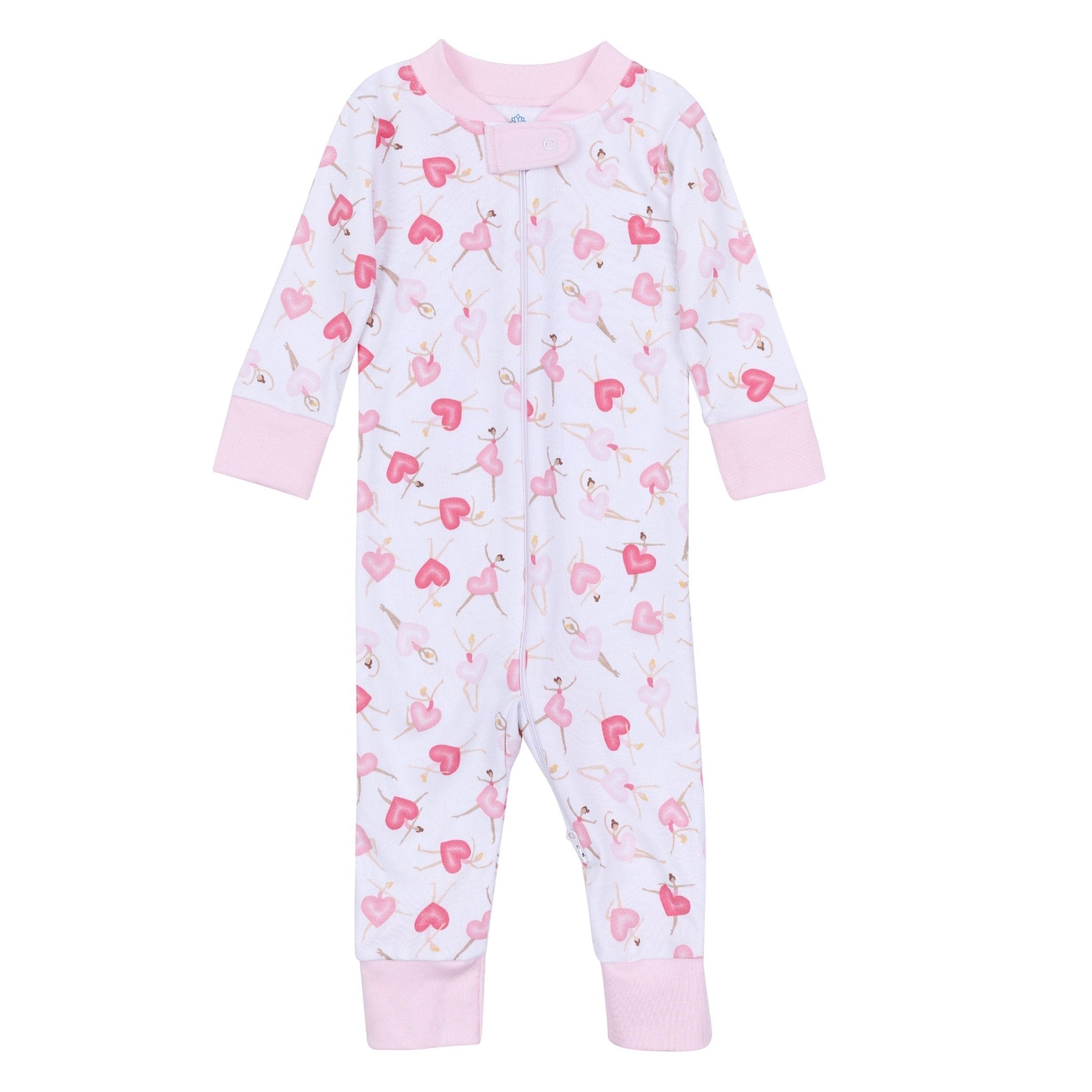 Dancing Hearts Zip Pajamas - Magnolia BabyZipper Pajamas