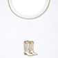 Darling Cowboy Boots Hand-Embroidered Bib - Ivory - Magnolia BabyBib