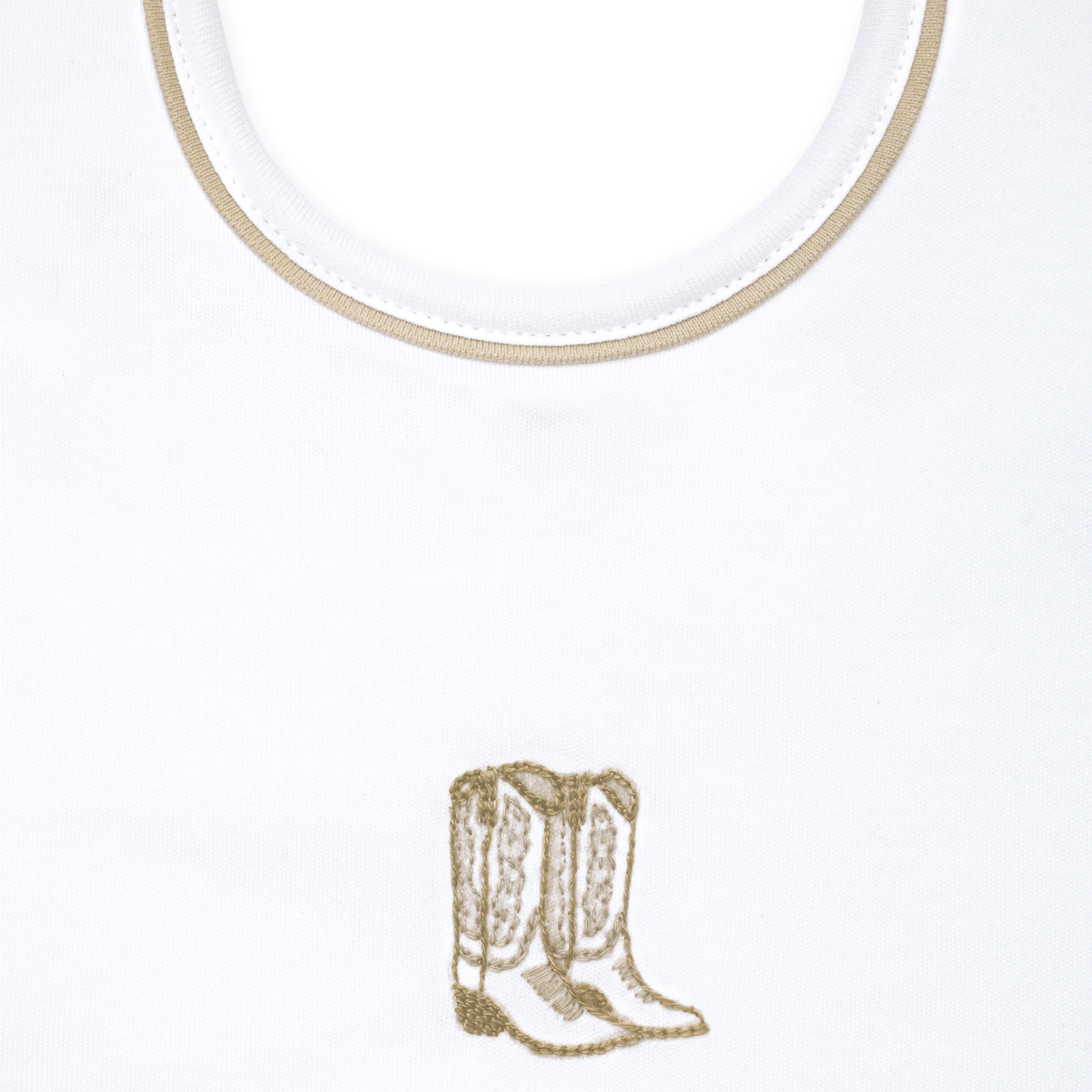 Darling Cowboy Boots Hand-Embroidered Bib - Ivory - Magnolia BabyBib