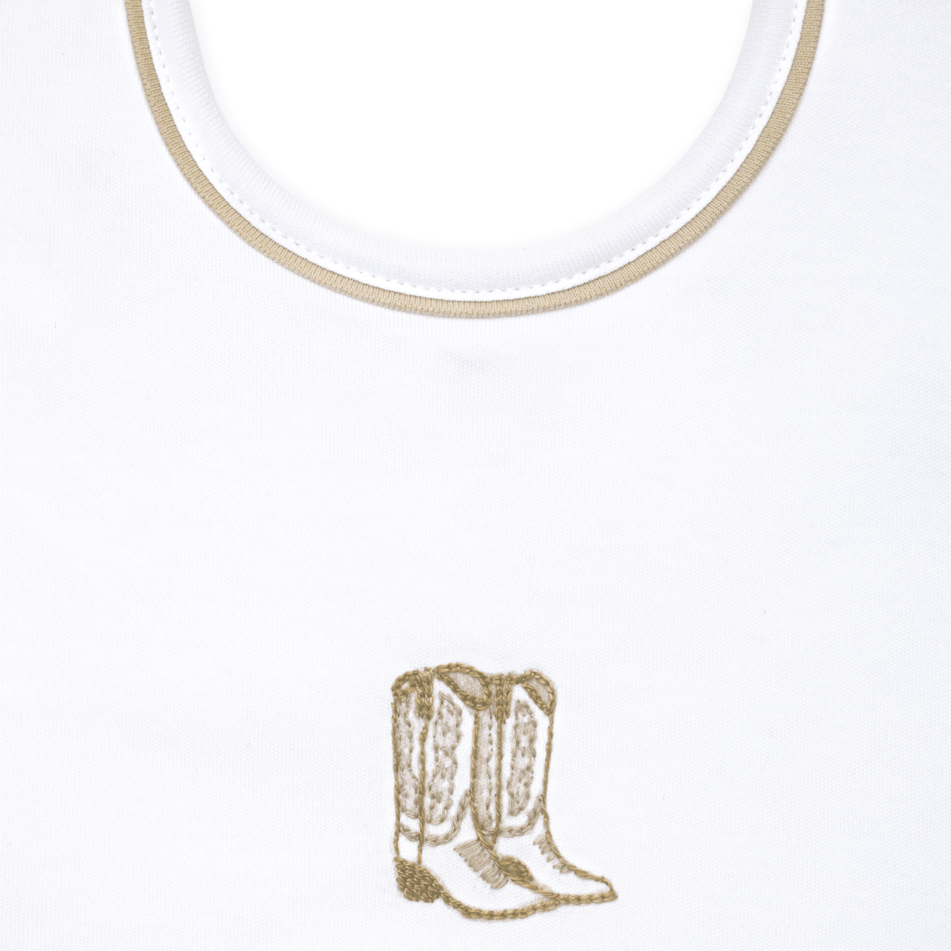 Darling Cowboy Boots Hand-Embroidered Bib - Ivory - Magnolia BabyBib
