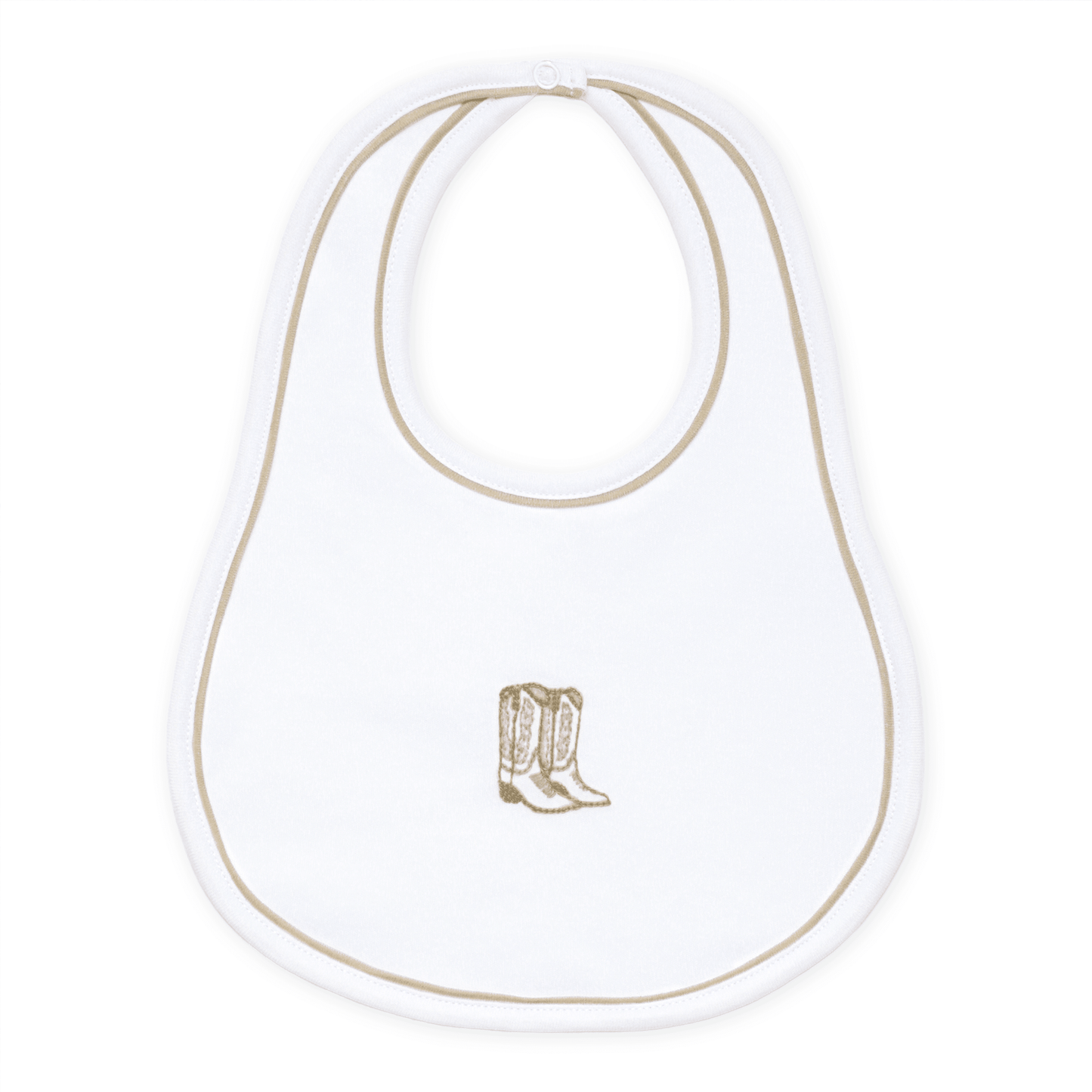 Darling Cowboy Boots Hand-Embroidered Bib - Ivory - Magnolia BabyBib