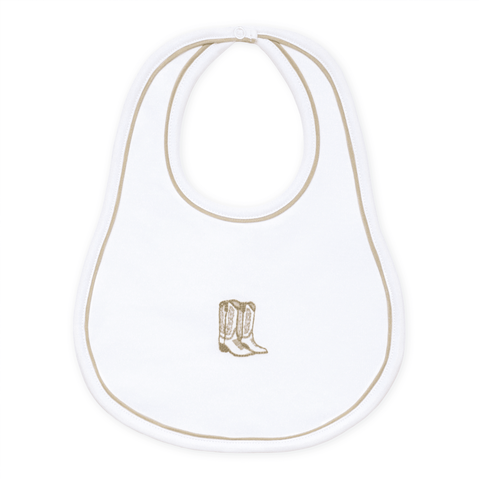 Darling Cowboy Boots Hand-Embroidered Bib - Ivory - Magnolia BabyBib