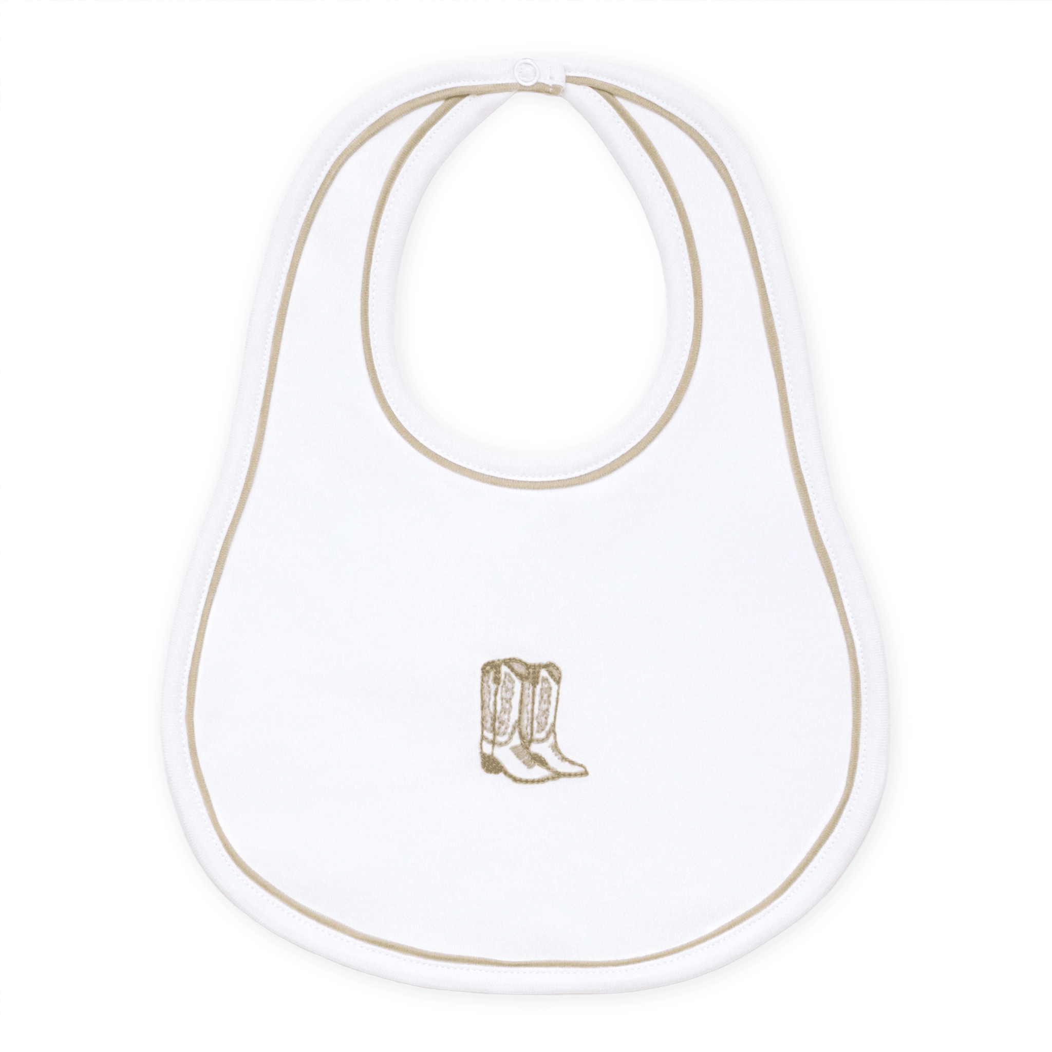 Darling Cowboy Boots Hand-Embroidered Bib - Ivory - Magnolia BabyBib