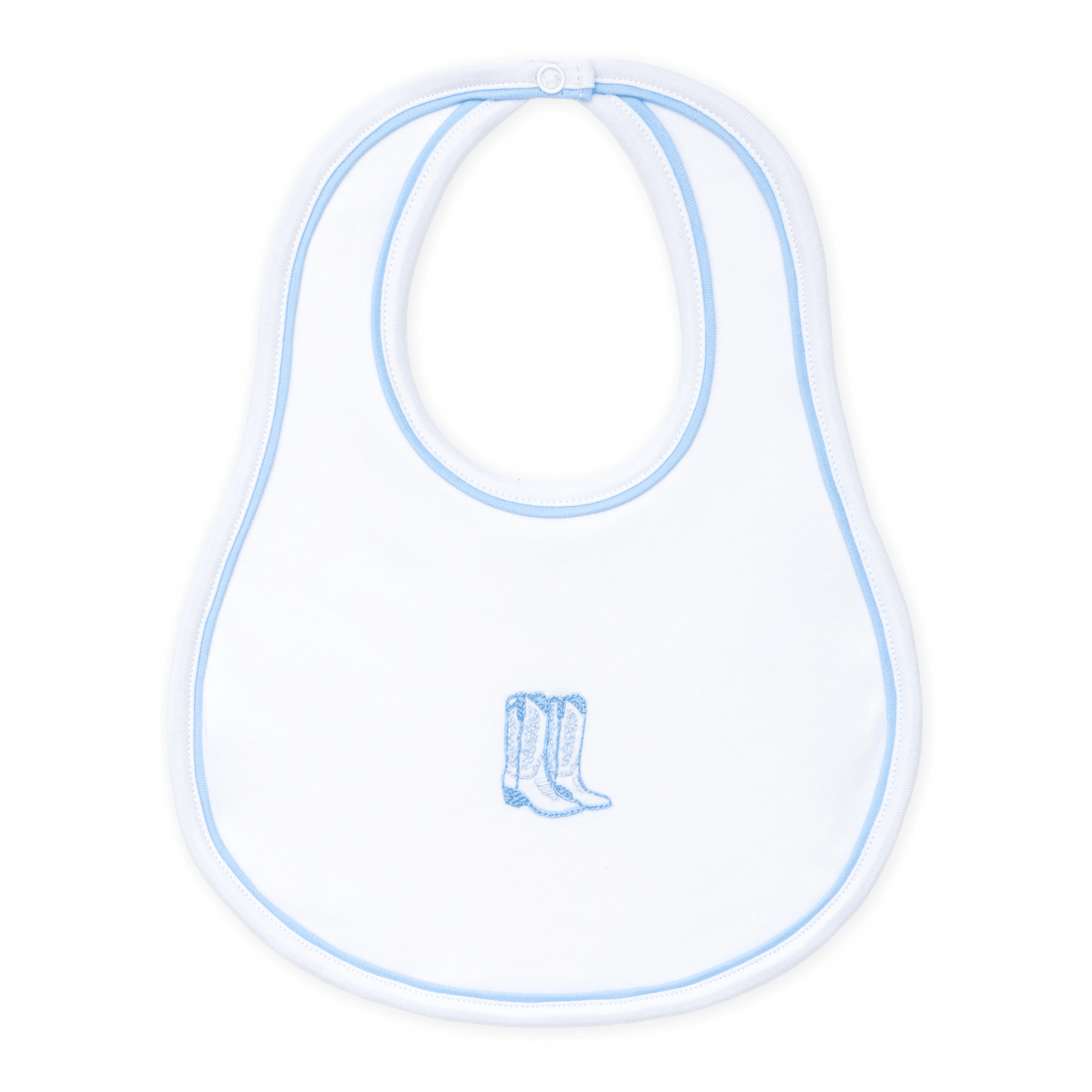 Darling Cowboy Boots Hand-Embroidered Bib - Light Blue - Magnolia BabyBib