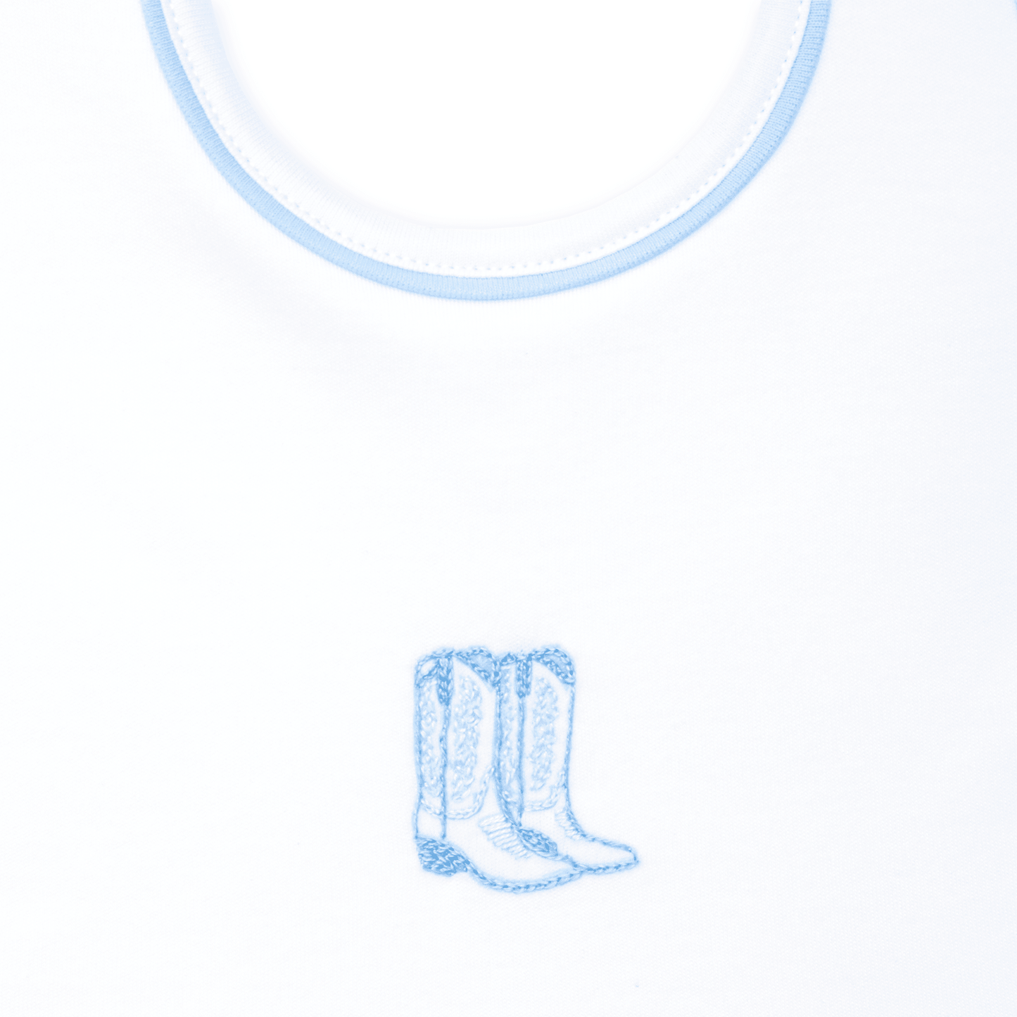 Darling Cowboy Boots Hand-Embroidered Bib - Light Blue - Magnolia BabyBib