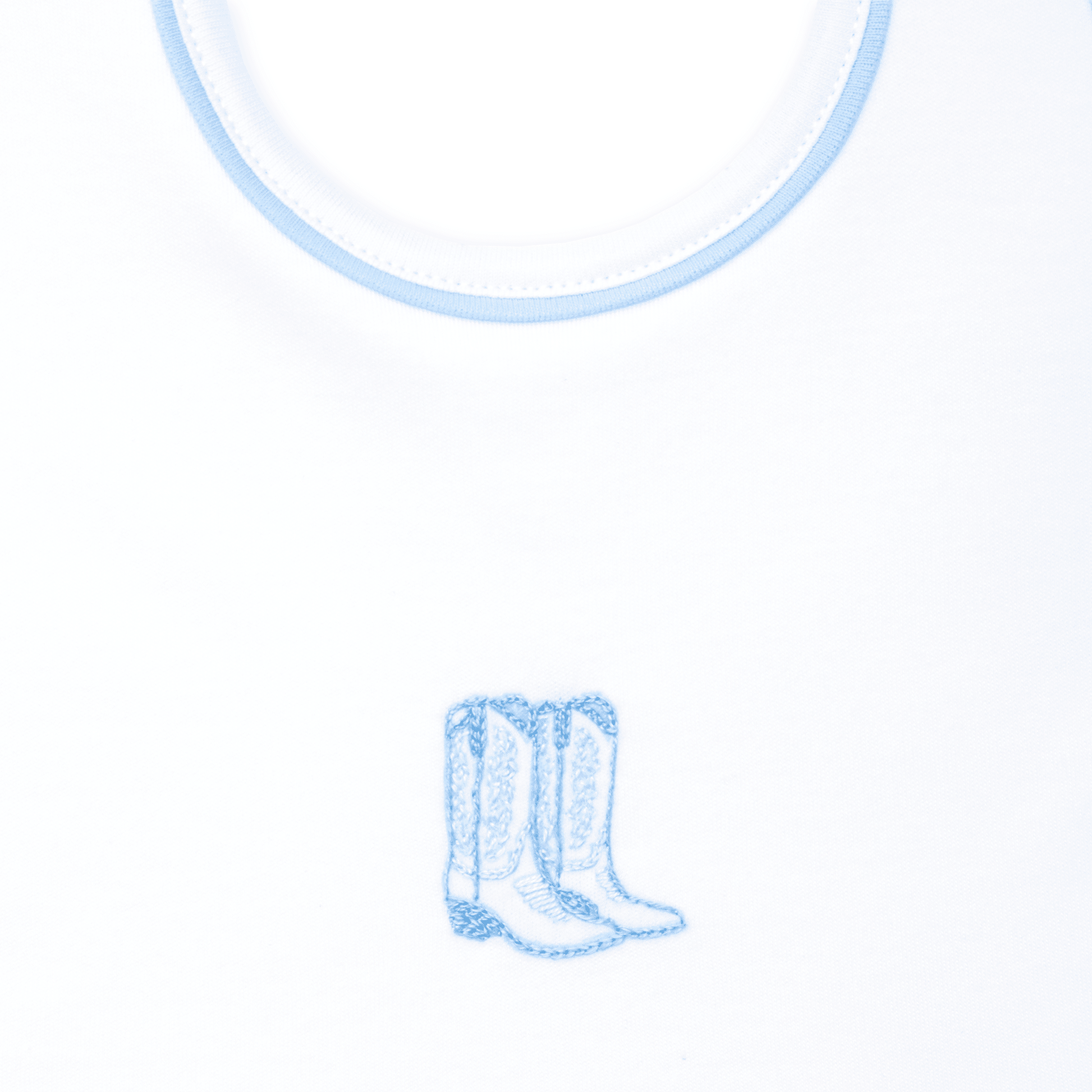 Darling Cowboy Boots Hand-Embroidered Bib - Light Blue - Magnolia BabyBib