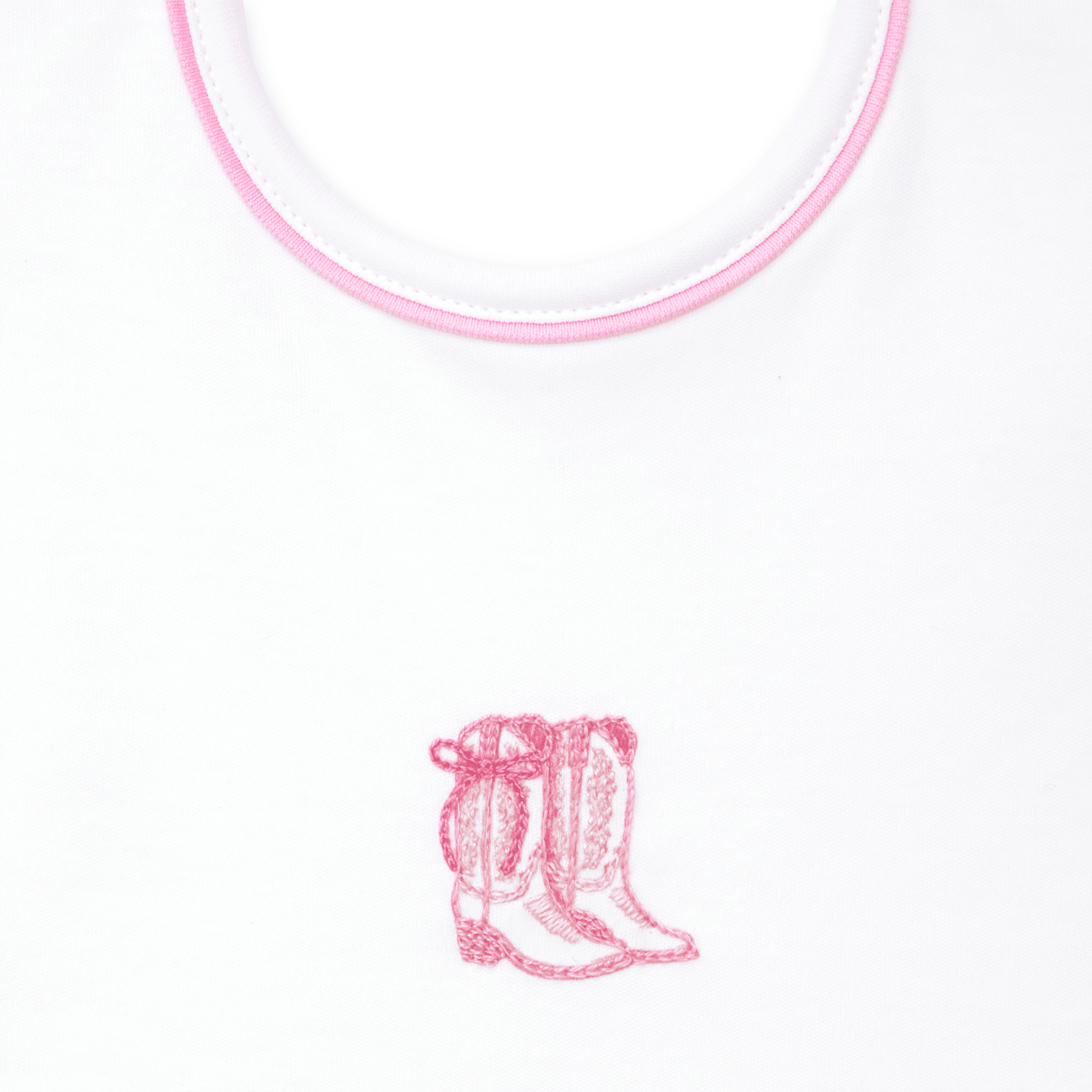 Darling Cowboy Boots Hand-Embroidered Bib - Pink - Magnolia BabyBib