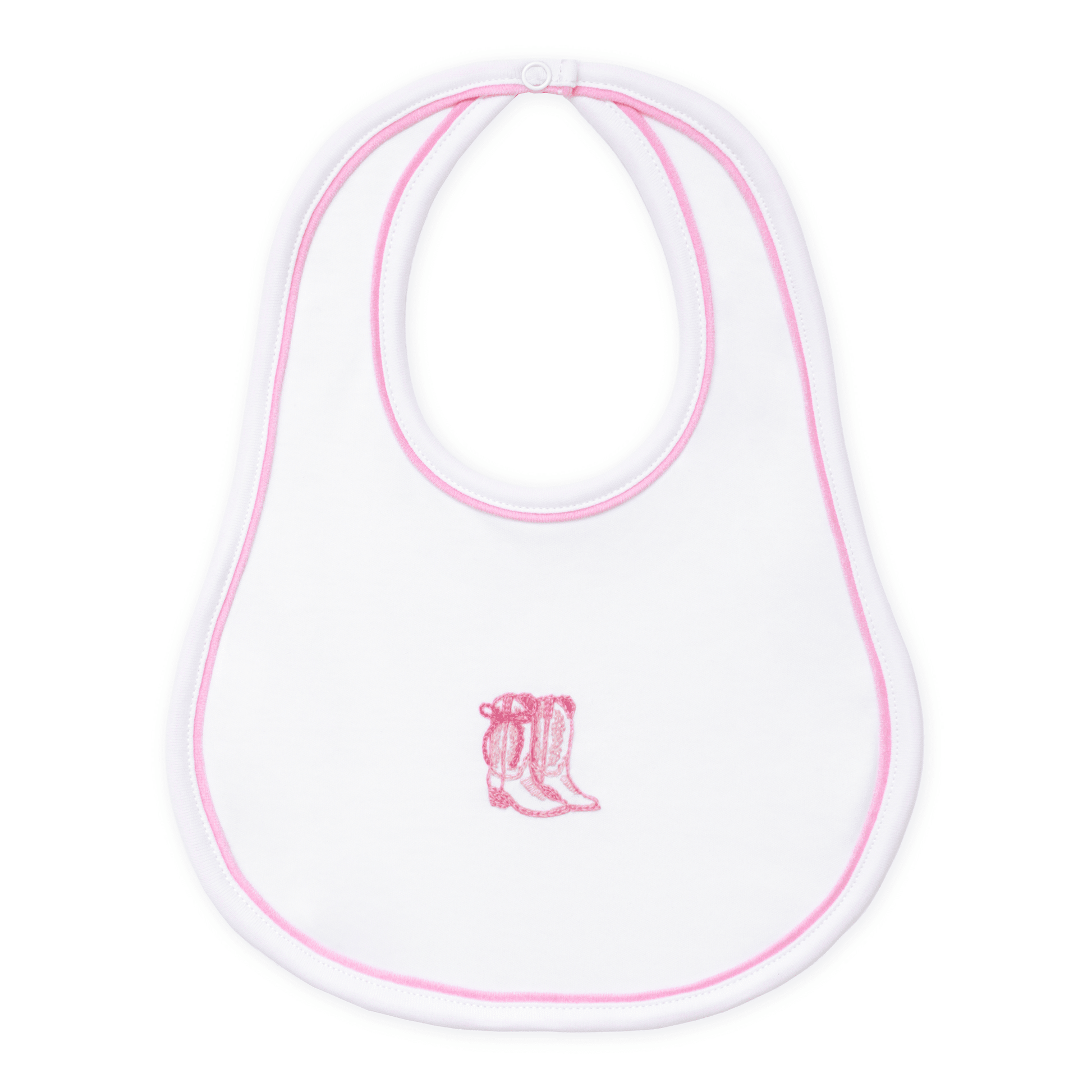 Darling Cowboy Boots Hand-Embroidered Bib - Pink - Magnolia BabyBib